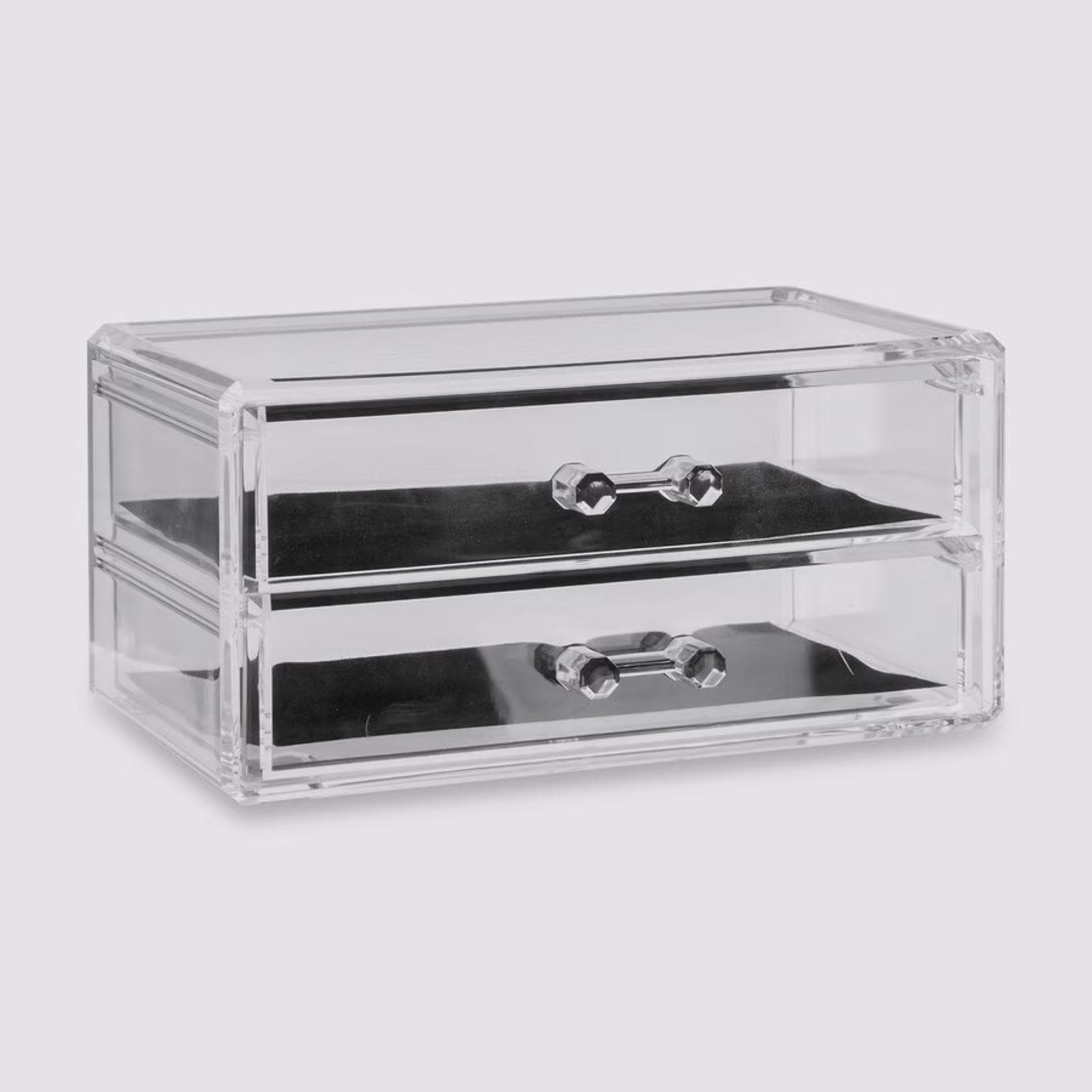 Portagioie 19x12h cm trasparente con 2 cassetti