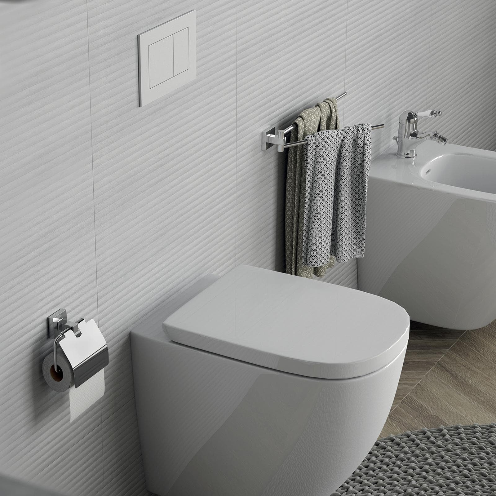 Portarotolo coperto a muro in acciaio inox e cromall cromo - Olimpo di Gedy