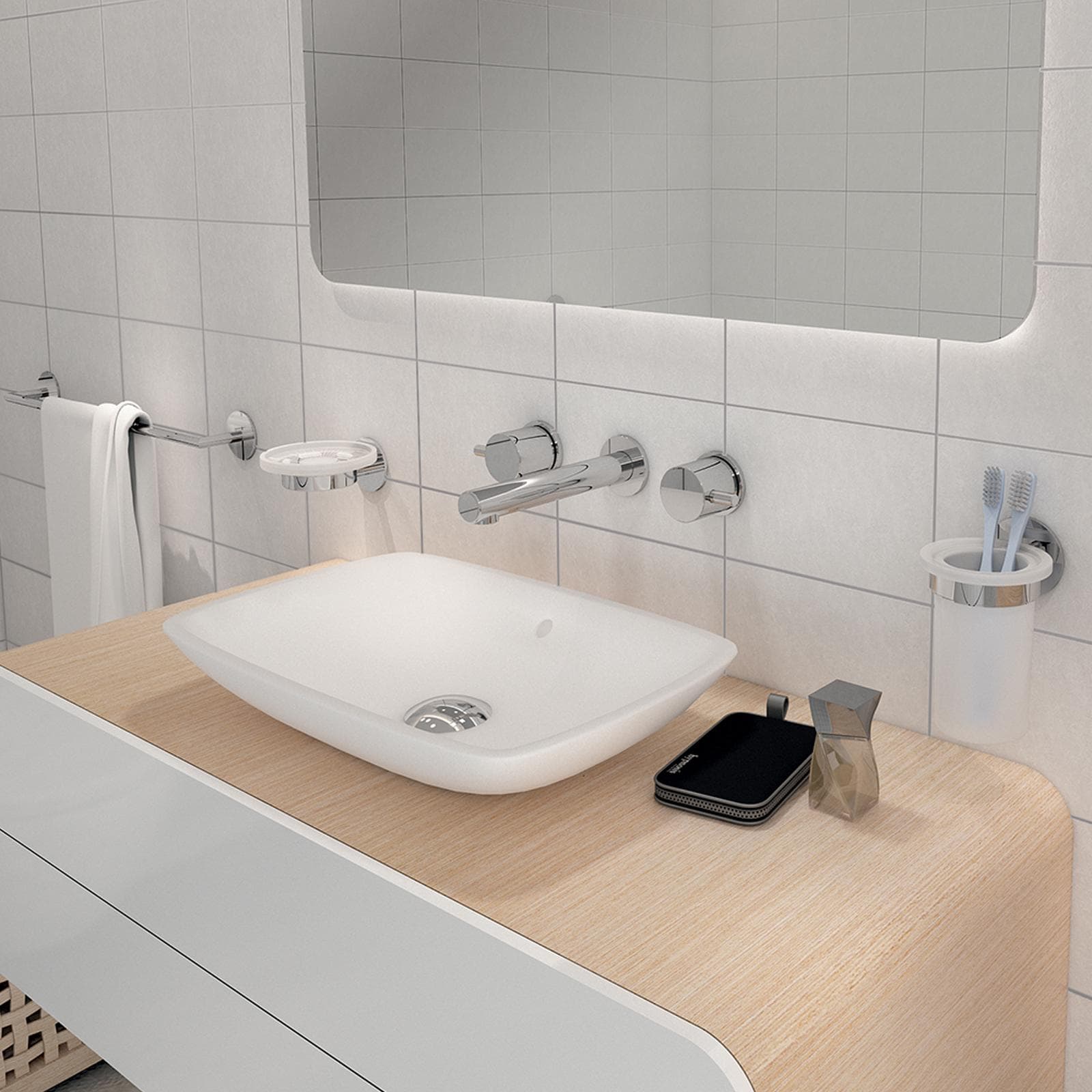 Portasalviette a muro 36 cm in ottone e alluminio cromo - Gea di Gedy