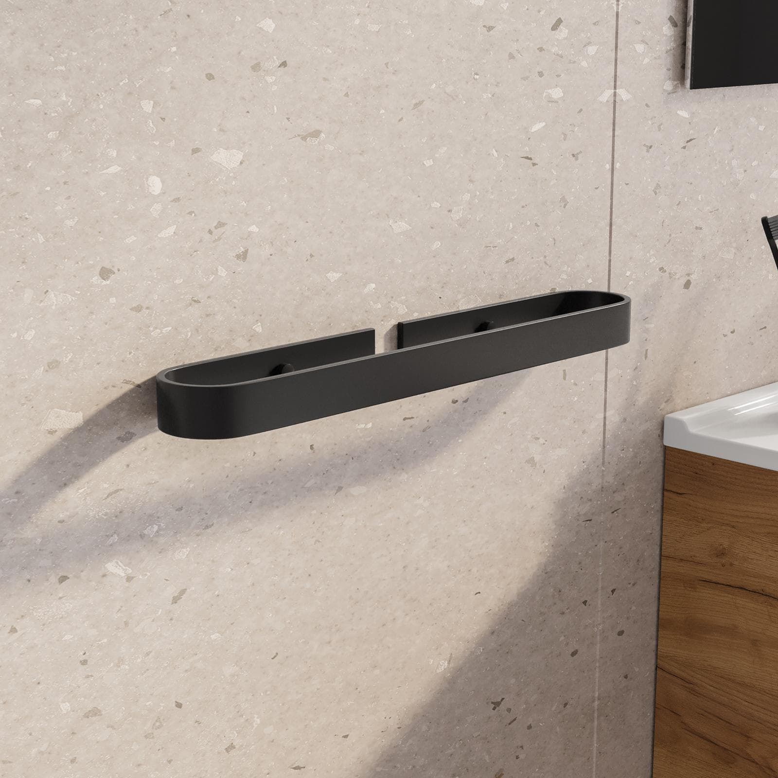Portasalviette a muro 40 cm in alluminio nero opaco - Evolution