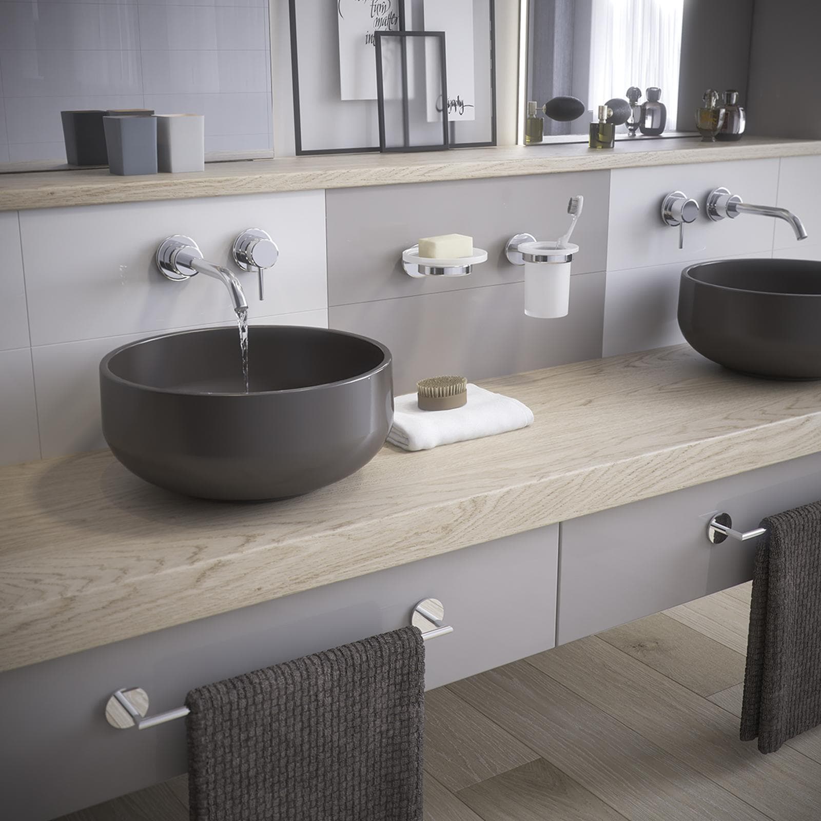 Portasalviette a muro 50 cm in ottone e alluminio cromo - Gea di Gedy