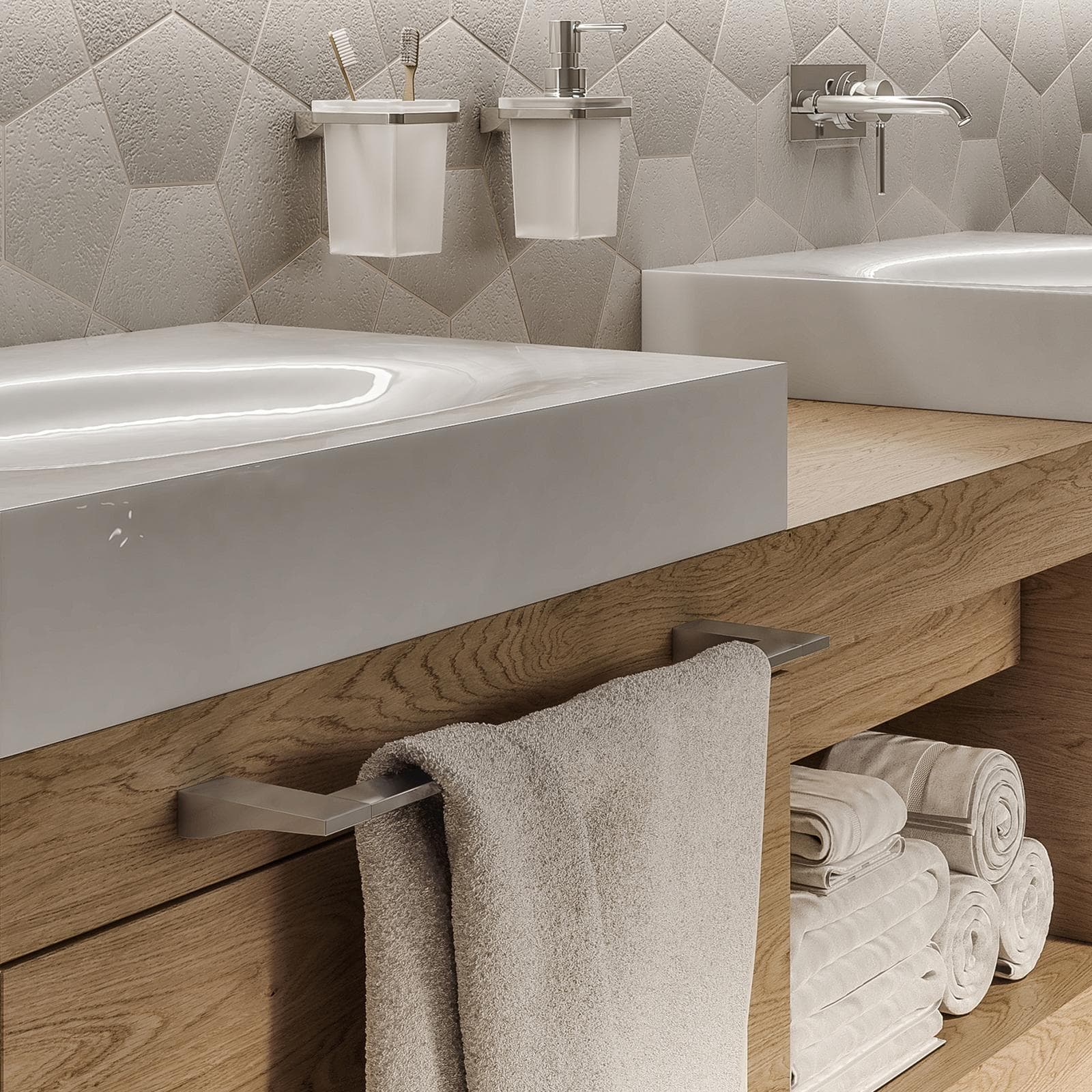 Portasalviette 60 cm a muro in ottone e cromall cromo - Glamour di Gedy