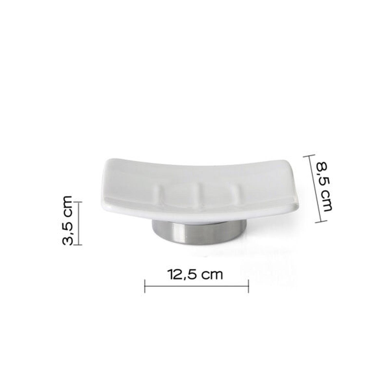 Portasapone d'appoggio in ceramica bianco e acciaio inox cromo - Petunia di Gedy