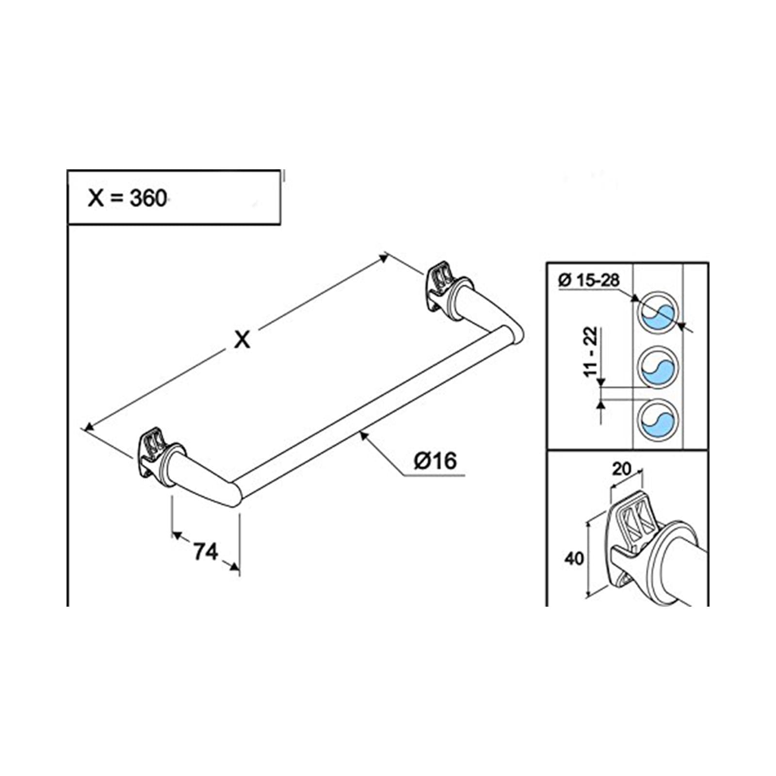Portasciugamani 40 cm porta salviette per radiatori e termoarredi bianco abs