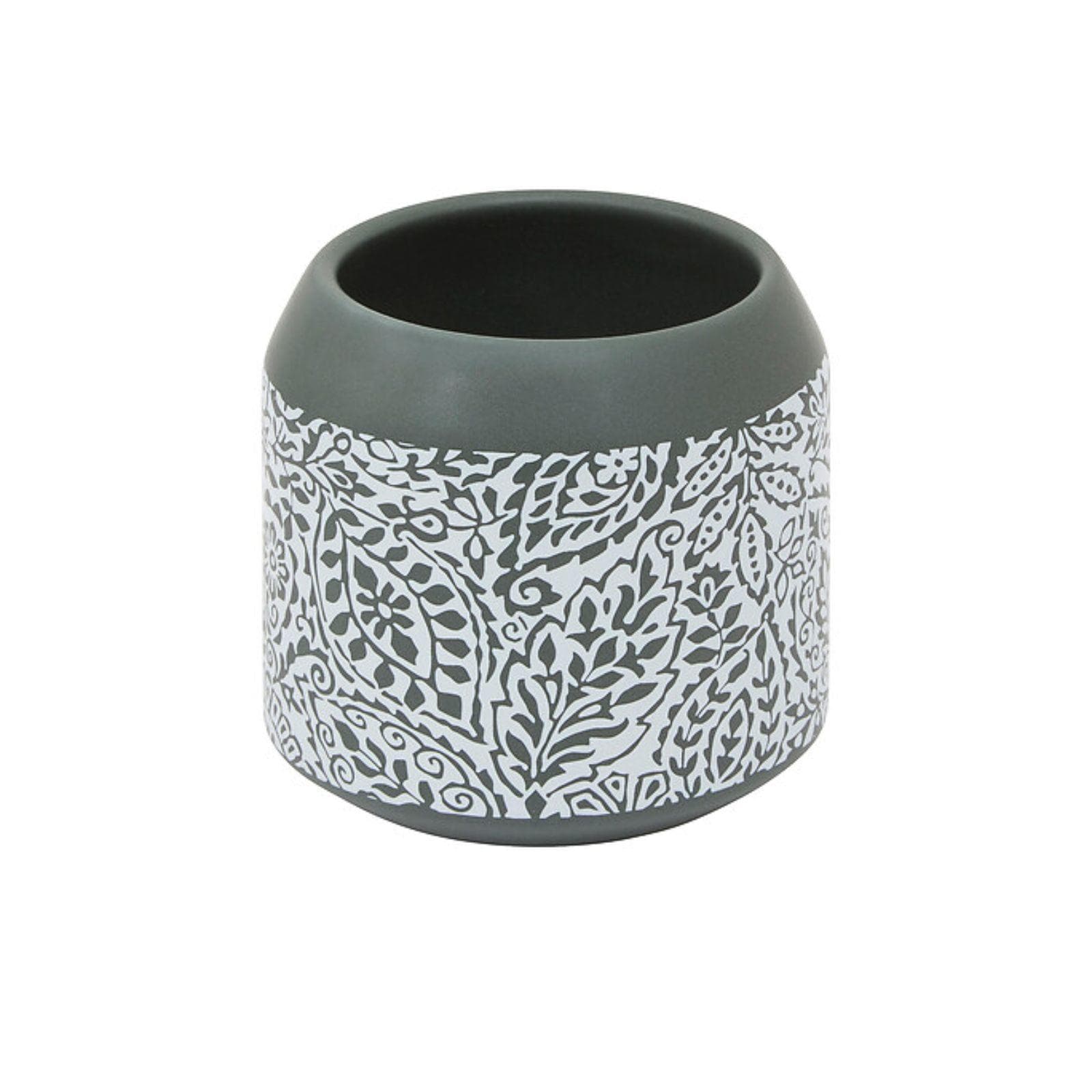 Portaspazzolini d'appoggio in ceramica verde con decorazioni - Mediterranea