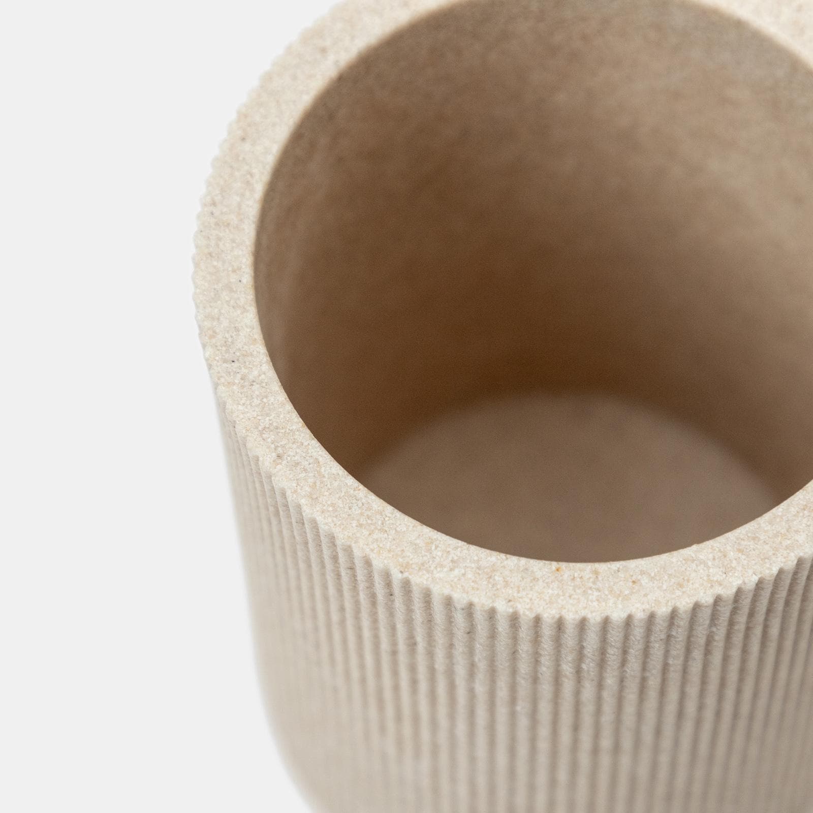 Portaspazzolini d'appoggio beige effetto pietra rigato - Oratio