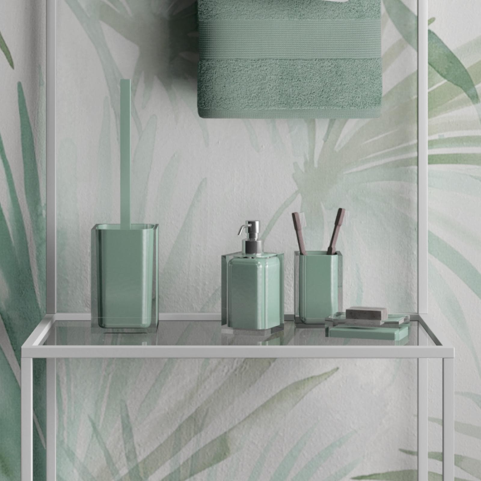 Portaspazzolini resina verde menta - Rainbow di Gedy