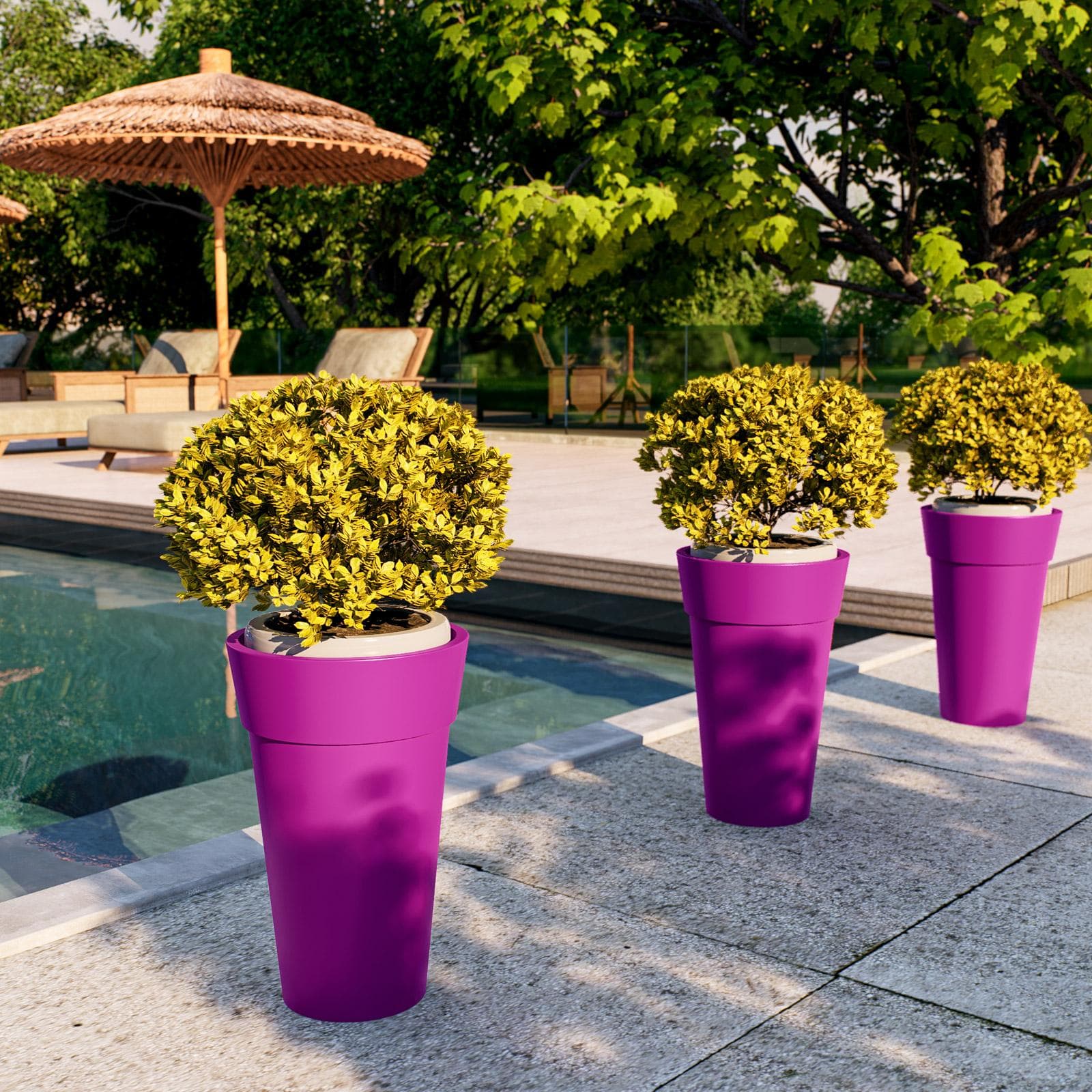 Portavaso da esterno rotondo 29 cm in polietilene viola - Livery