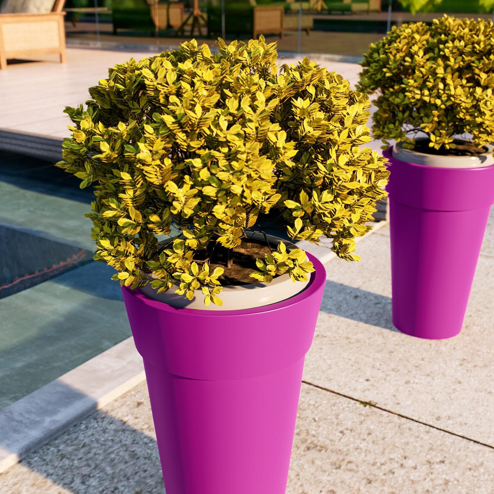 Portavaso da esterno rotondo 29 cm in polietilene viola - Livery