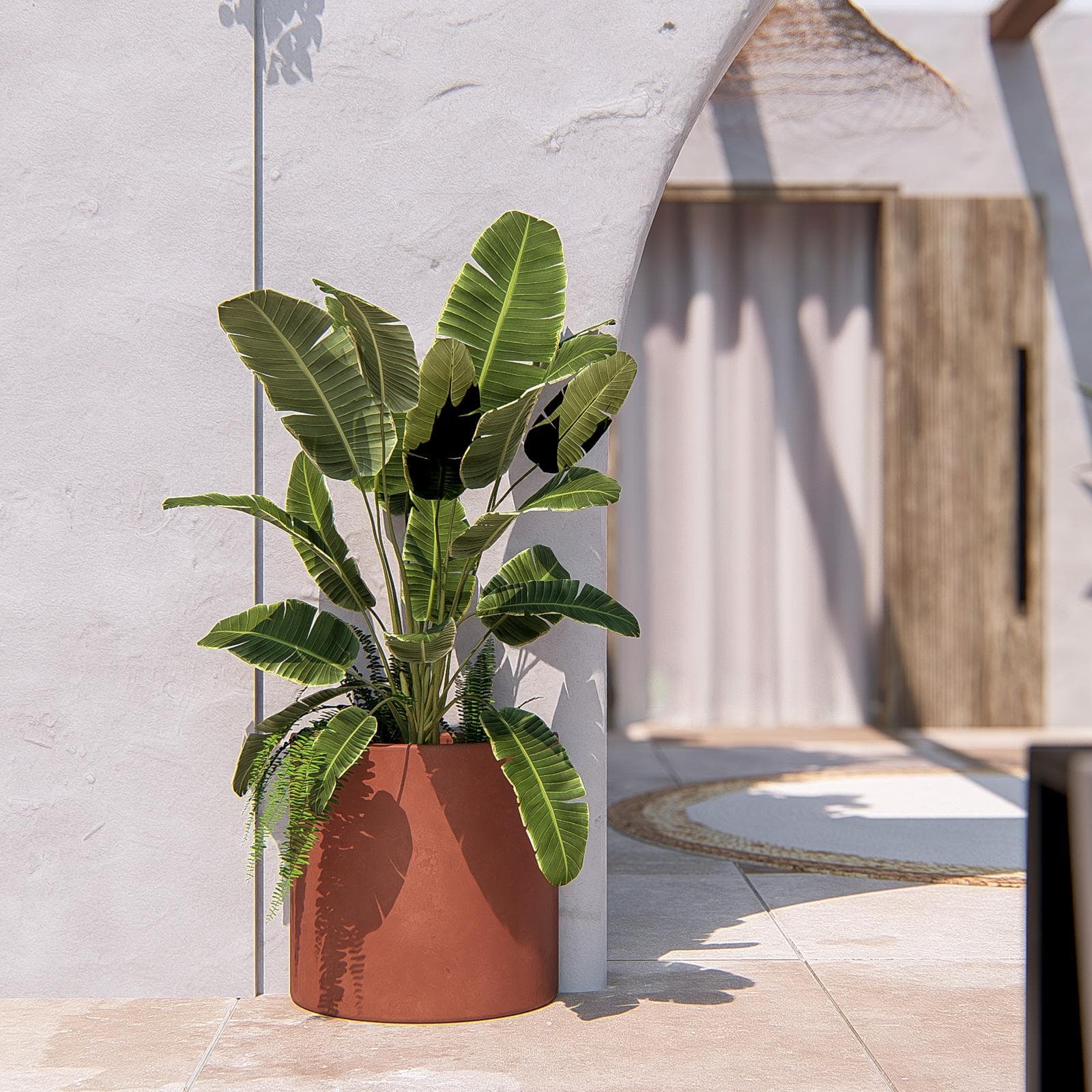 Portavaso a mezzaluna alto 45 h cm in polietilene terracotta - Muret