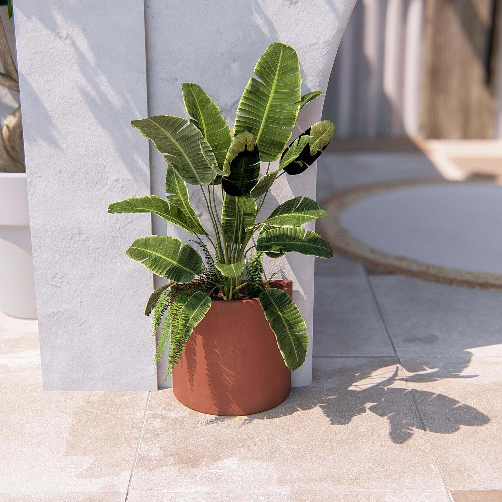 Portavaso a mezzaluna alto 45 h cm in polietilene terracotta - Muret