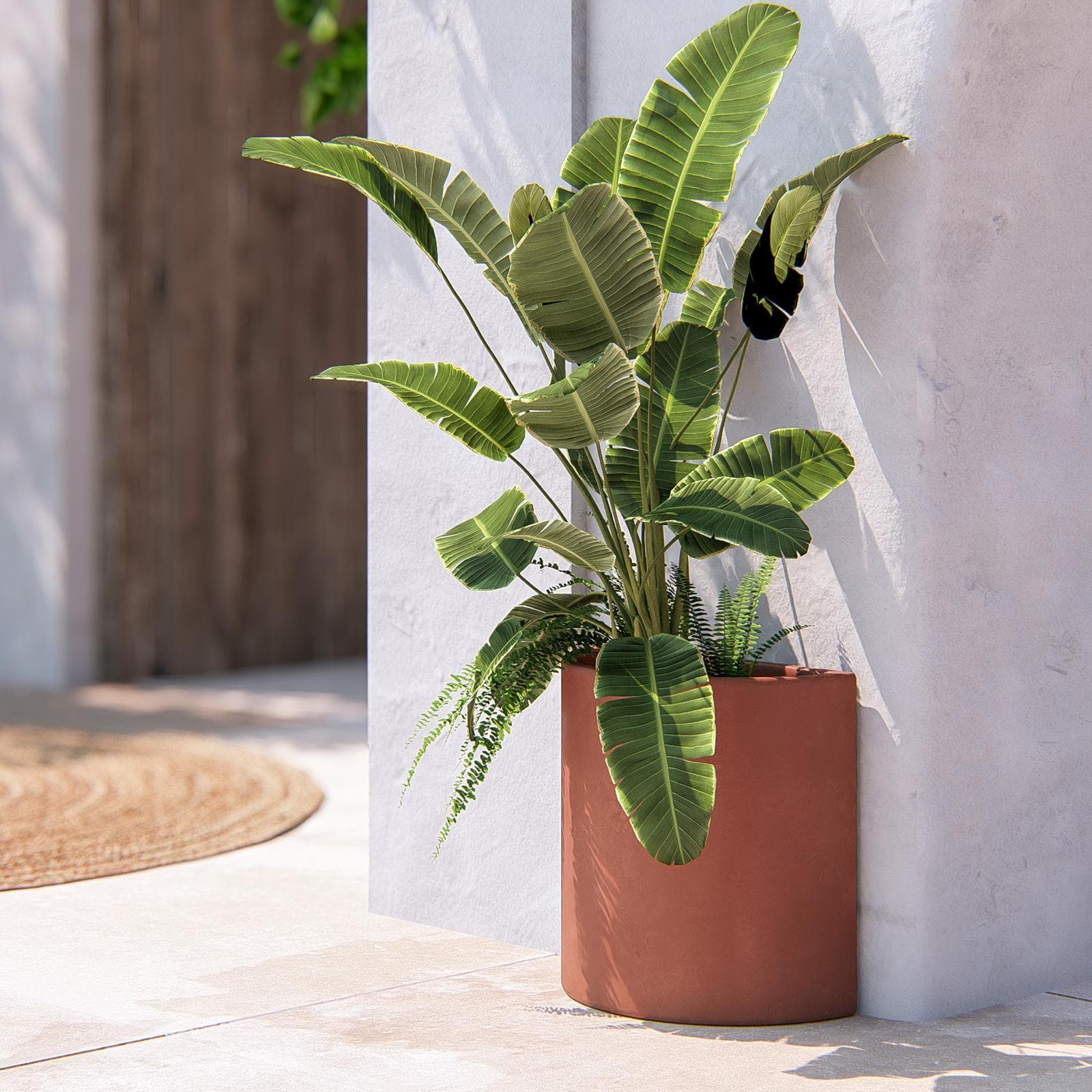 Portavaso a mezzaluna alto 45 h cm in polietilene terracotta - Muret
