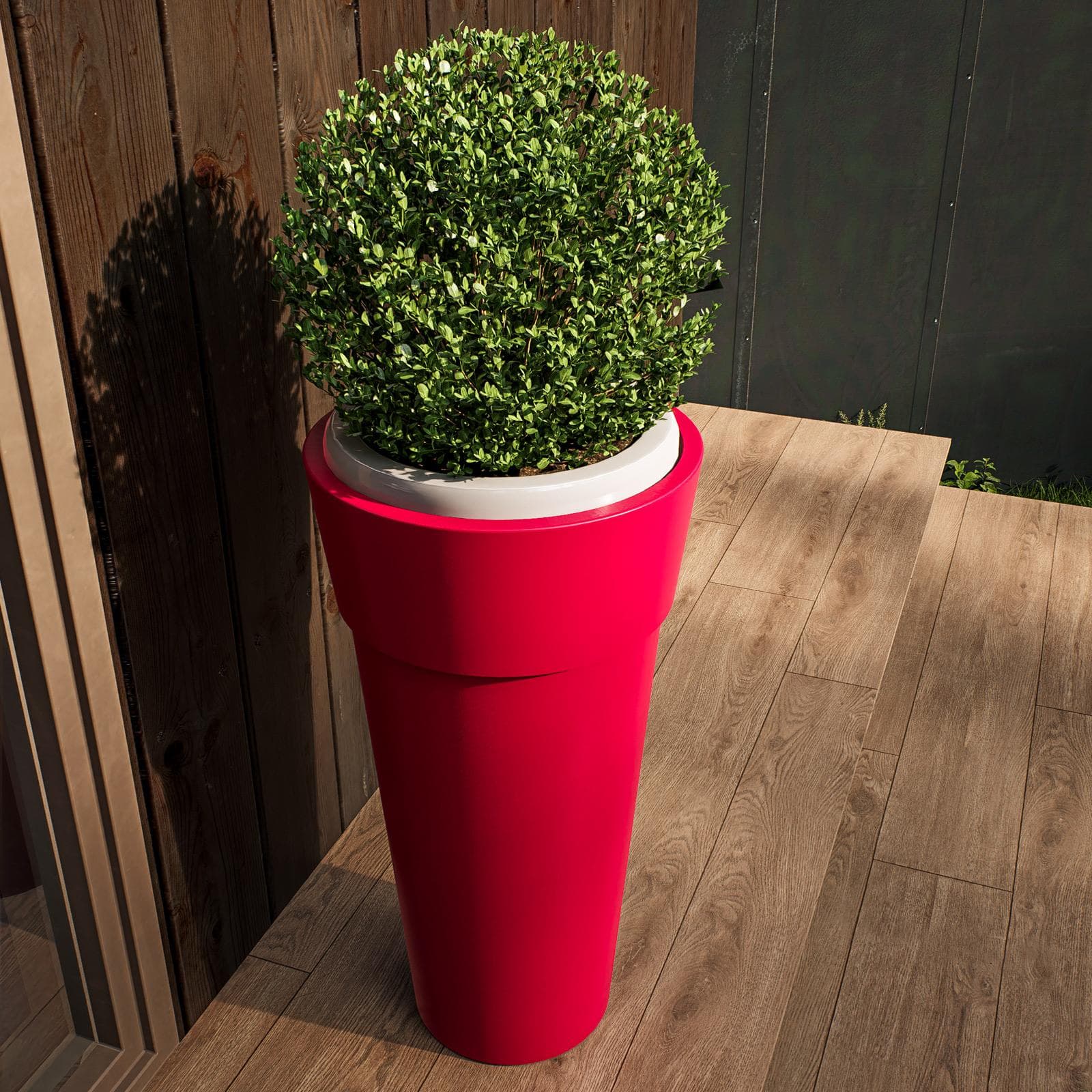Portavaso da esterno rotondo 48 cm in polietilene rosso fragola - Livery
