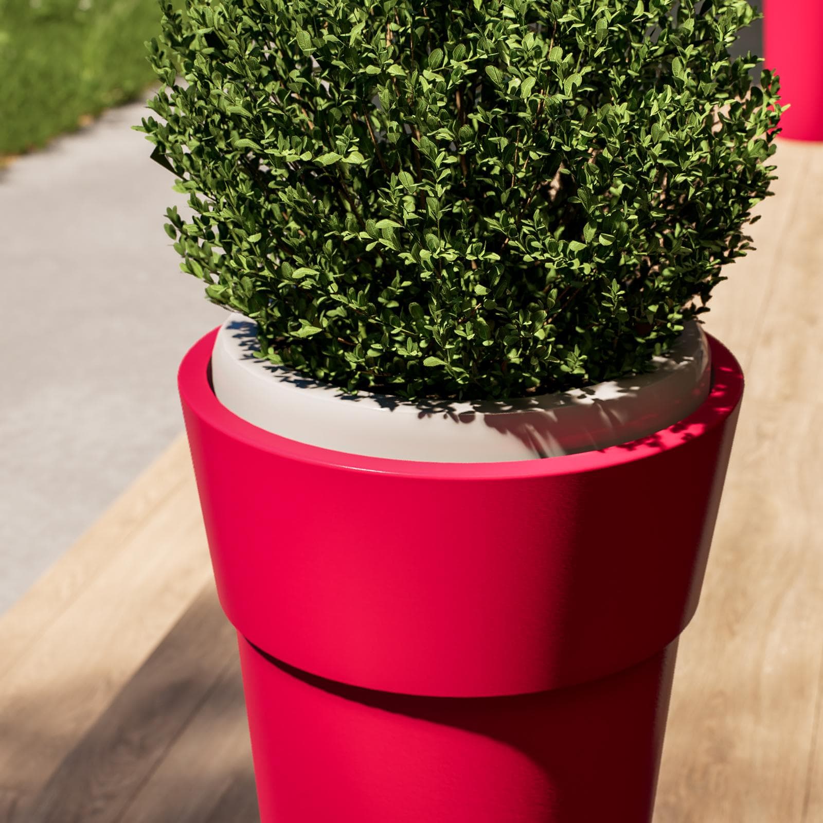 Portavaso da esterno rotondo 48 cm in polietilene rosso fragola - Livery