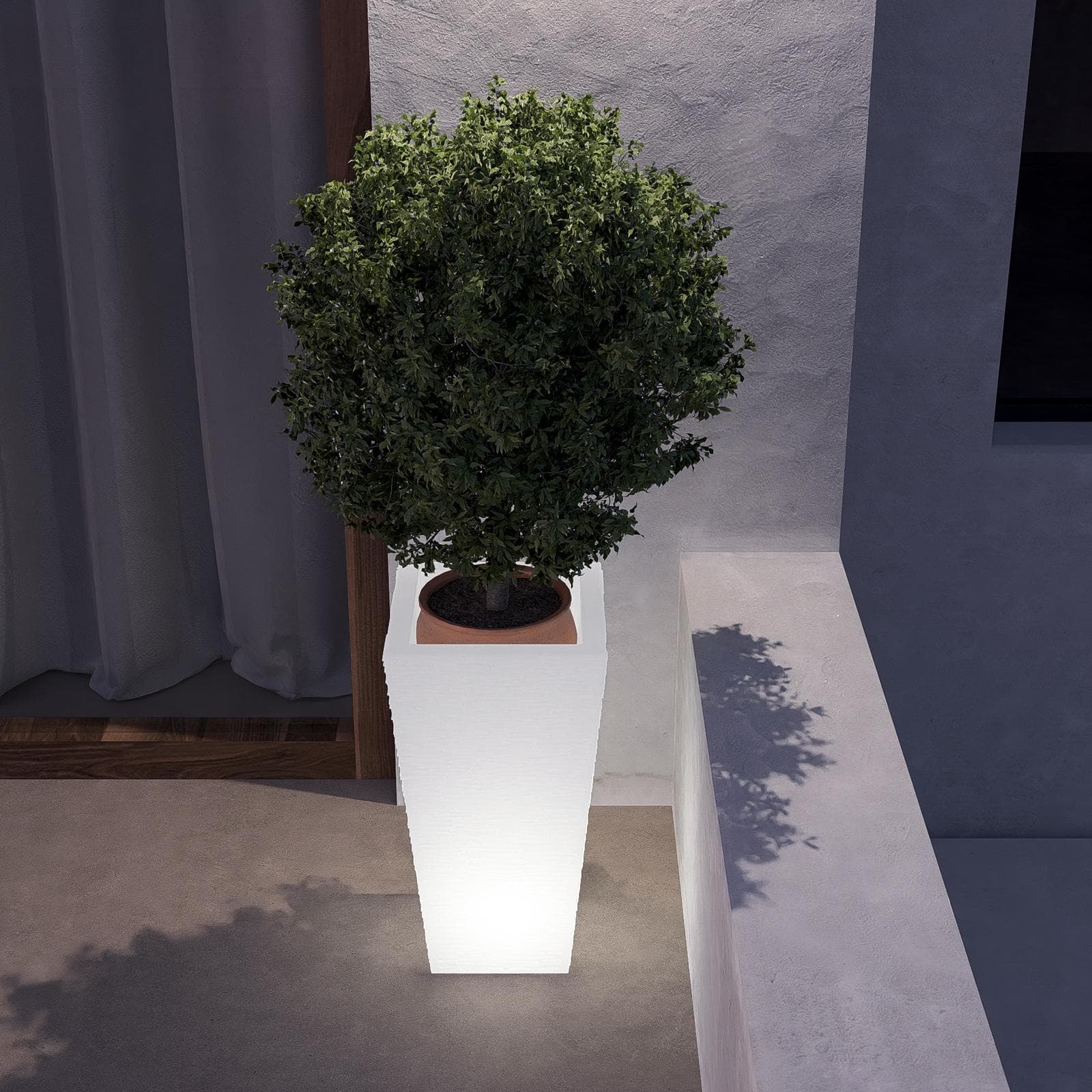 Portavaso da esterno rustico 66 h cm in polietilene neutro con kit luce - Allicy