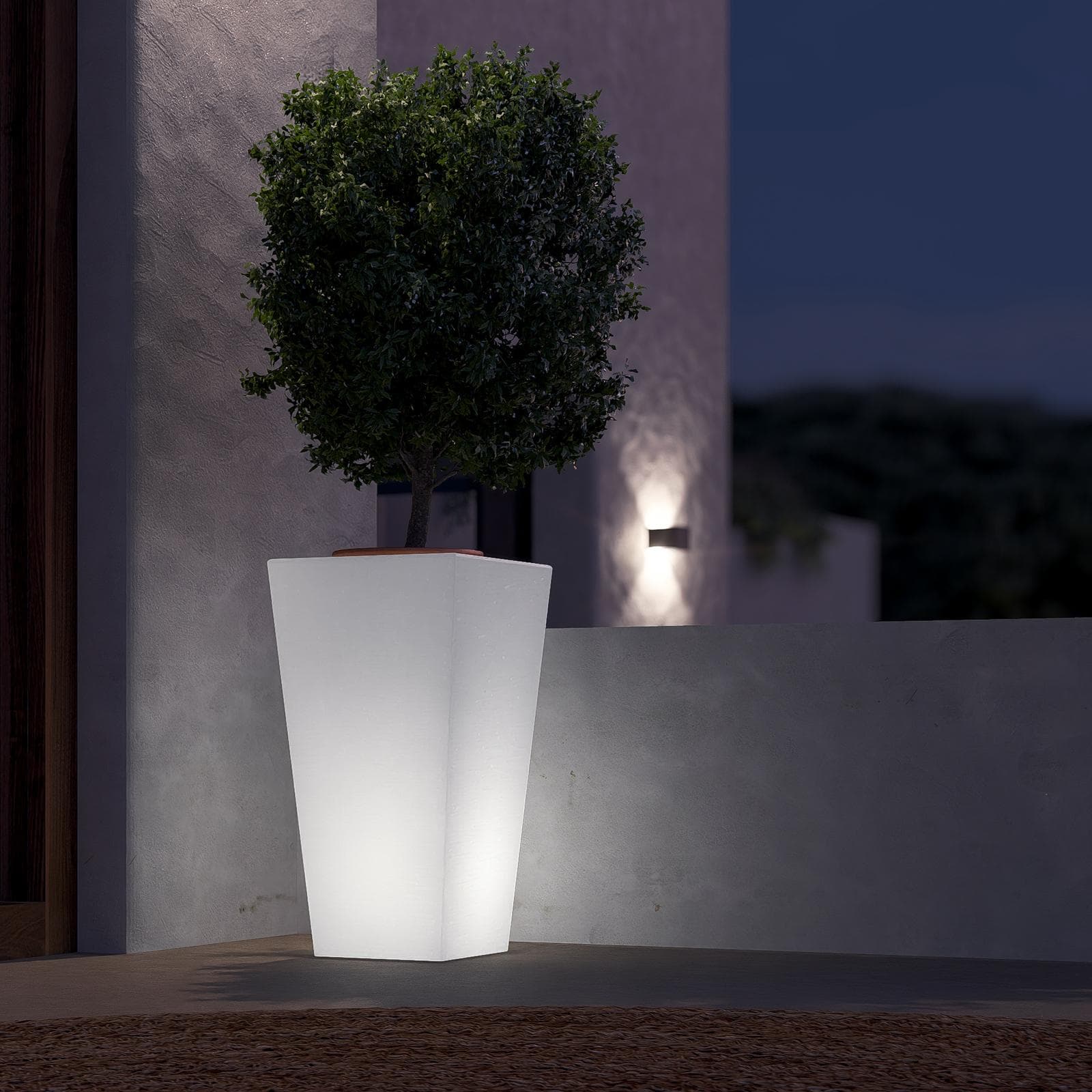 Portavaso da esterno rustico 66 h cm in polietilene neutro con kit luce - Allicy