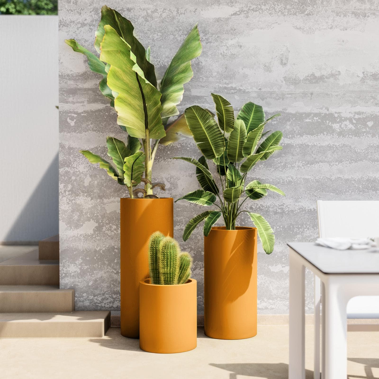 Portavaso da esterno 90 h cm in polietilene ocra - Contesly