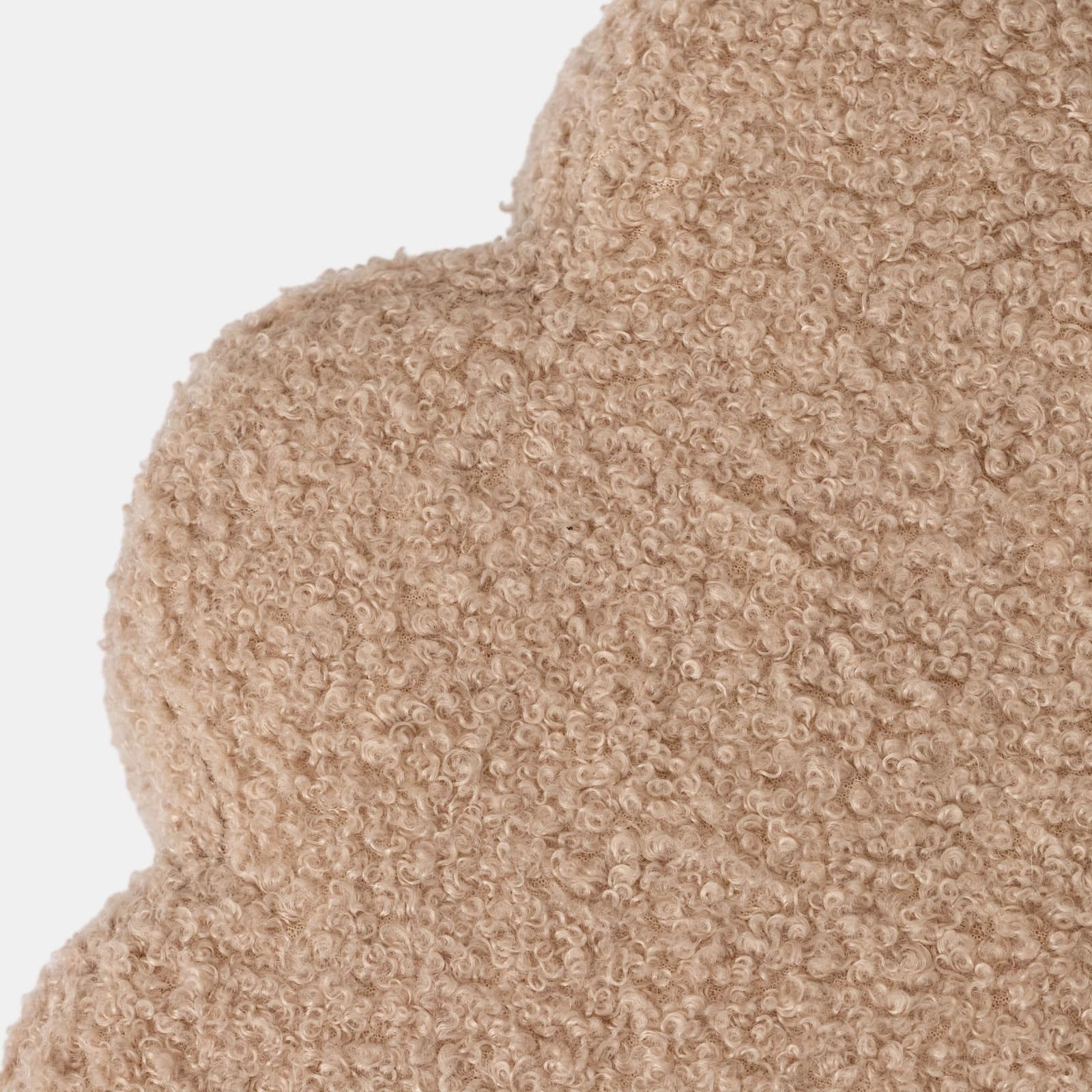 Pouf 35x40h cm in tessuto teddy cappuccino a forma di fiore - Taylen