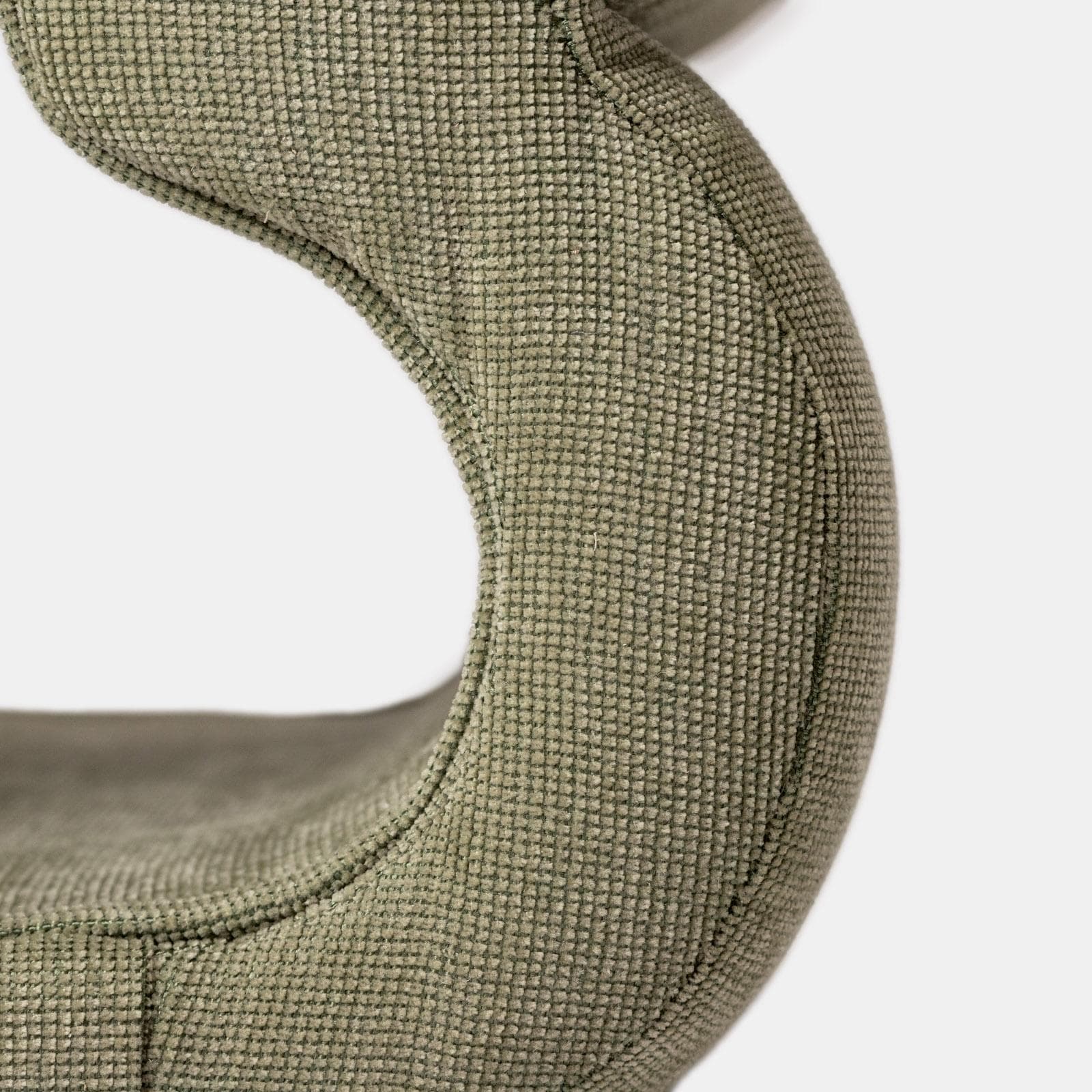 Pouf 45x42 cm in tessuto a trama sottile verde chiaro con design astratto - Everett