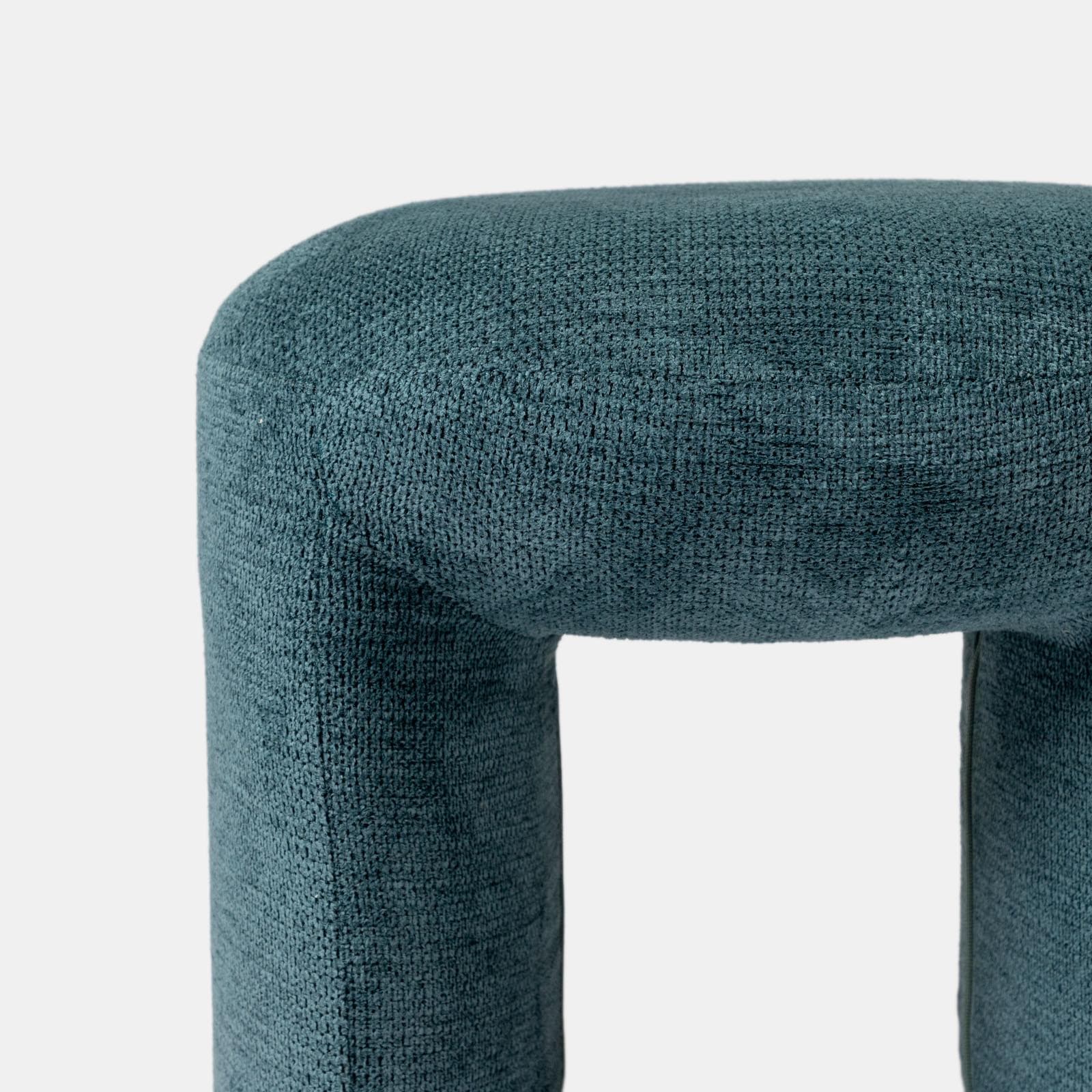 Pouf 47x42 cm in tessuto effetto maglia blu petrolio - Ticus