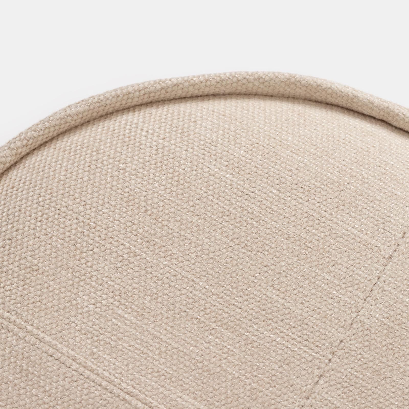 Pouf 50x42h cm in ciniglia beige con dettaglio cuoio - Sashe