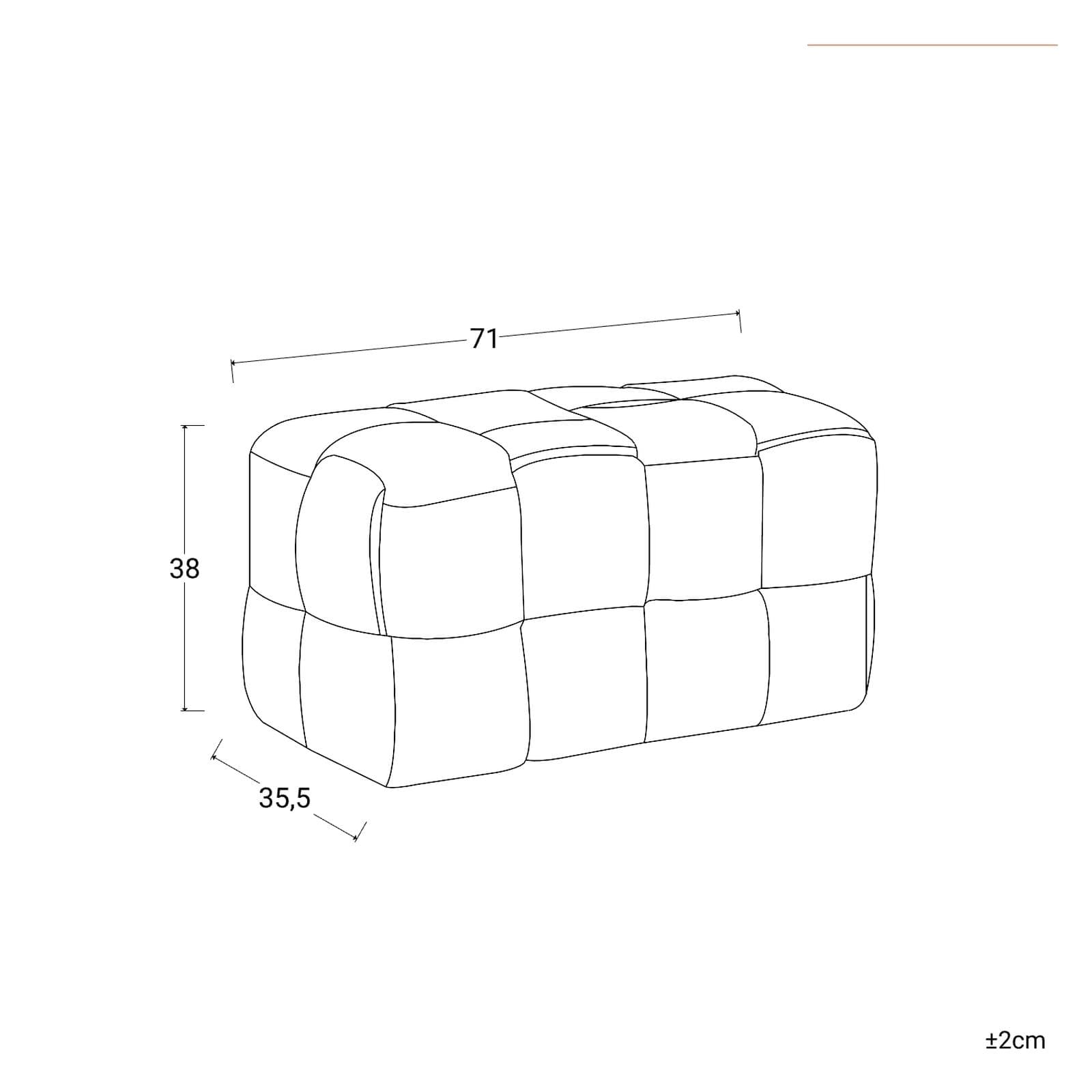 Pouf 71x38h cm in velluto a coste nero - Josef