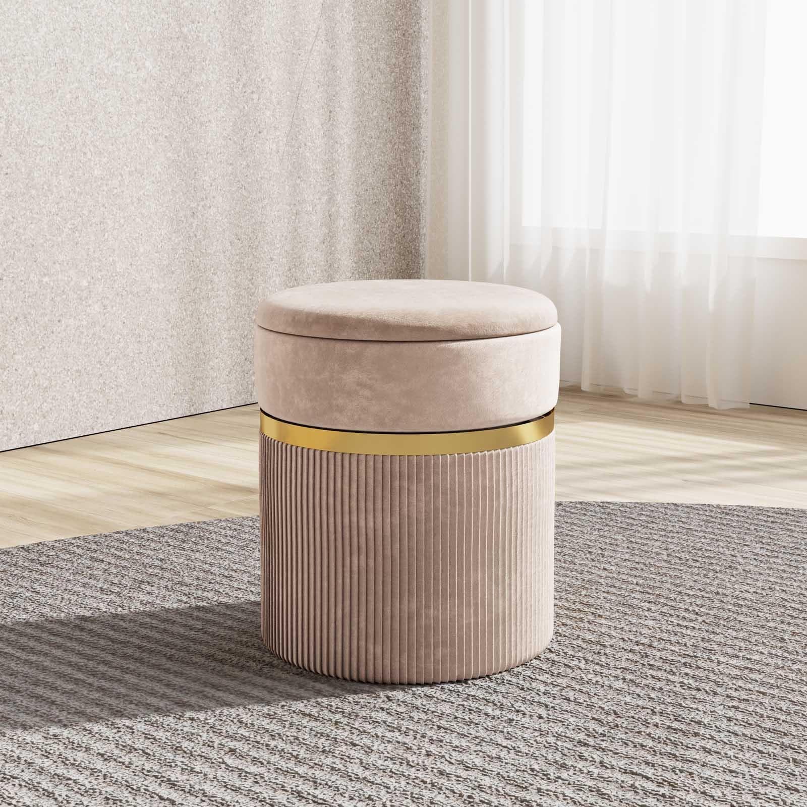 Pouf contenitore 36 cm in velluto crema - Scrat