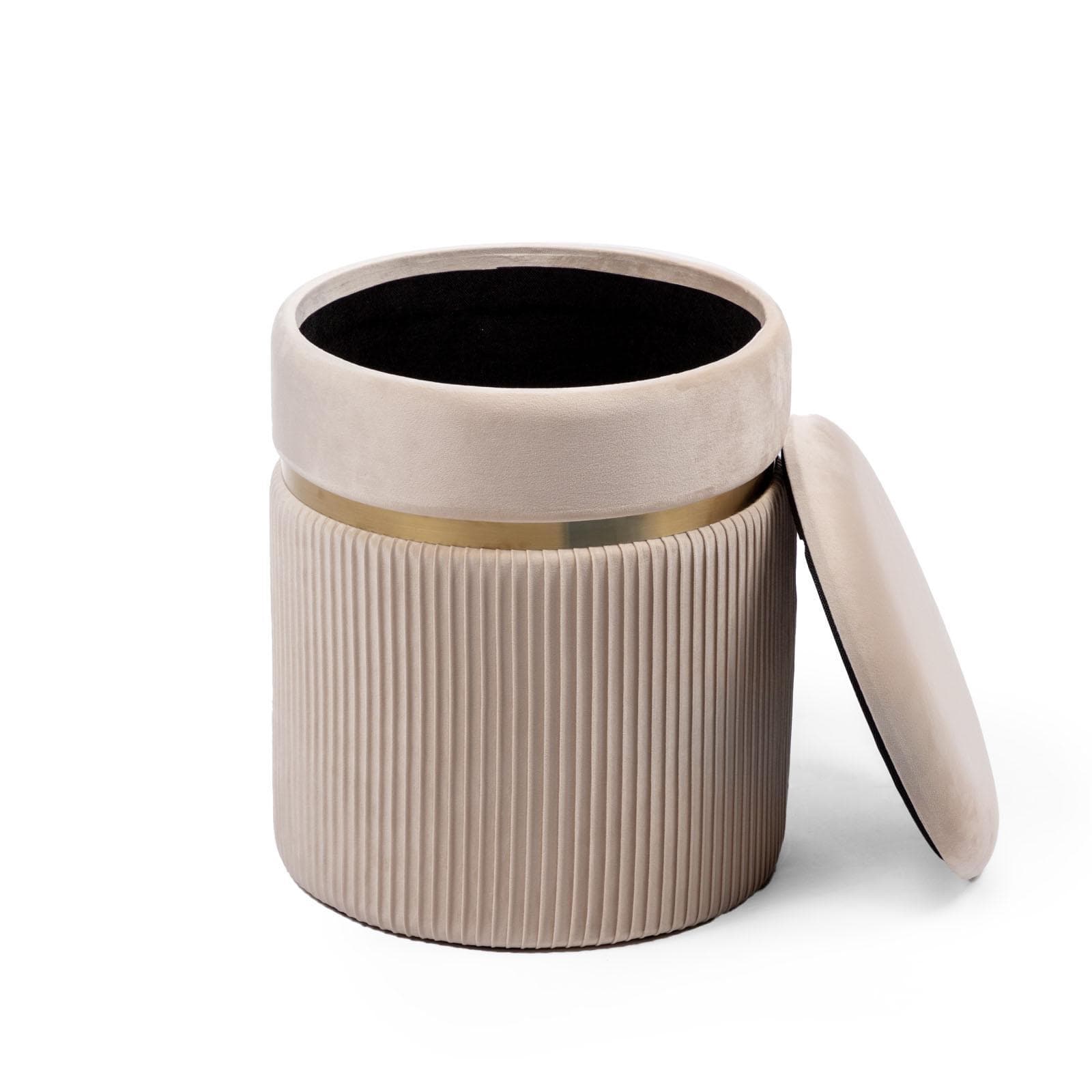 Pouf contenitore 36 cm in velluto crema - Scrat
