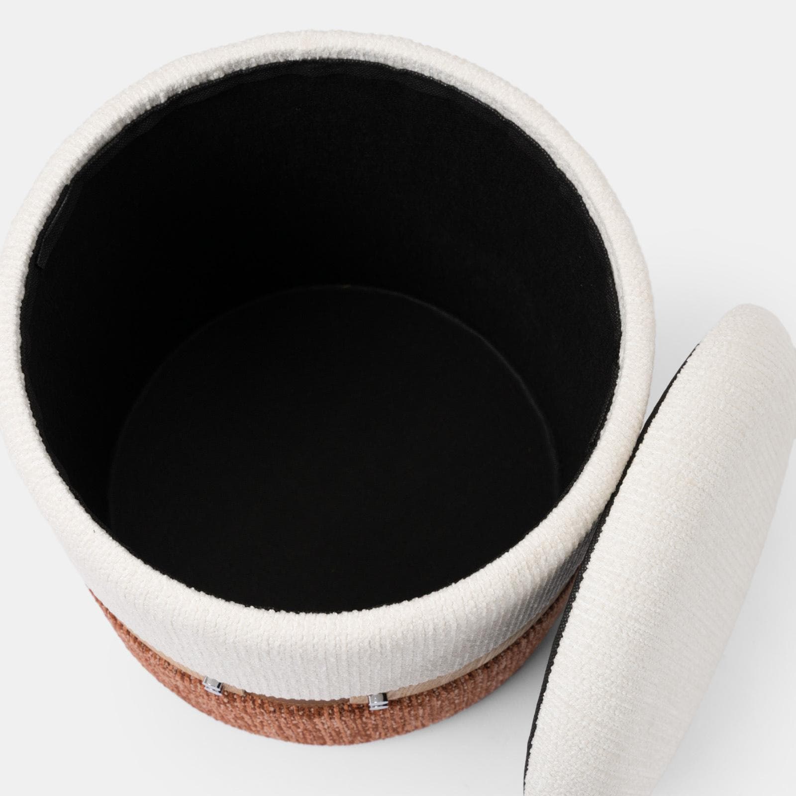 Pouf contenitore 36 cm in tessuto bicolore bianco e terracotta - Collard
