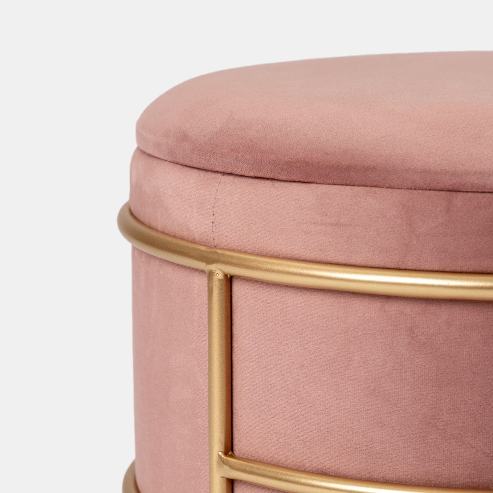 Pouf contenitore 43x37h cm in velluto rosa antico con base oro - Balance