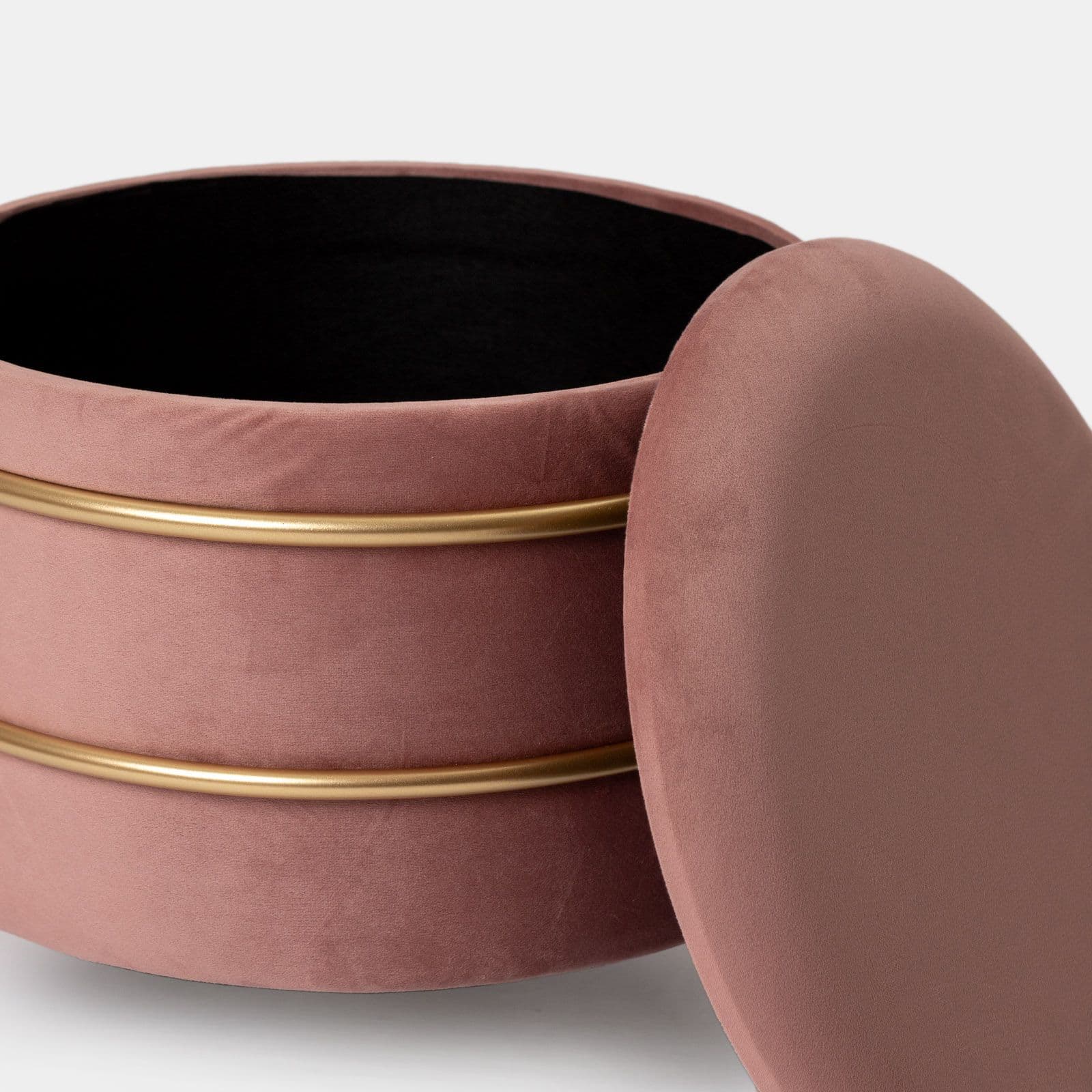 Pouf contenitore 43x37h cm in velluto rosa antico con base oro - Balance