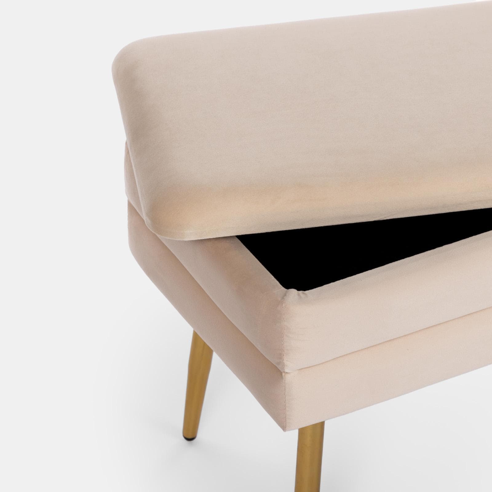 Panca contenitore 50x35 cm in velluto crema - Bloom