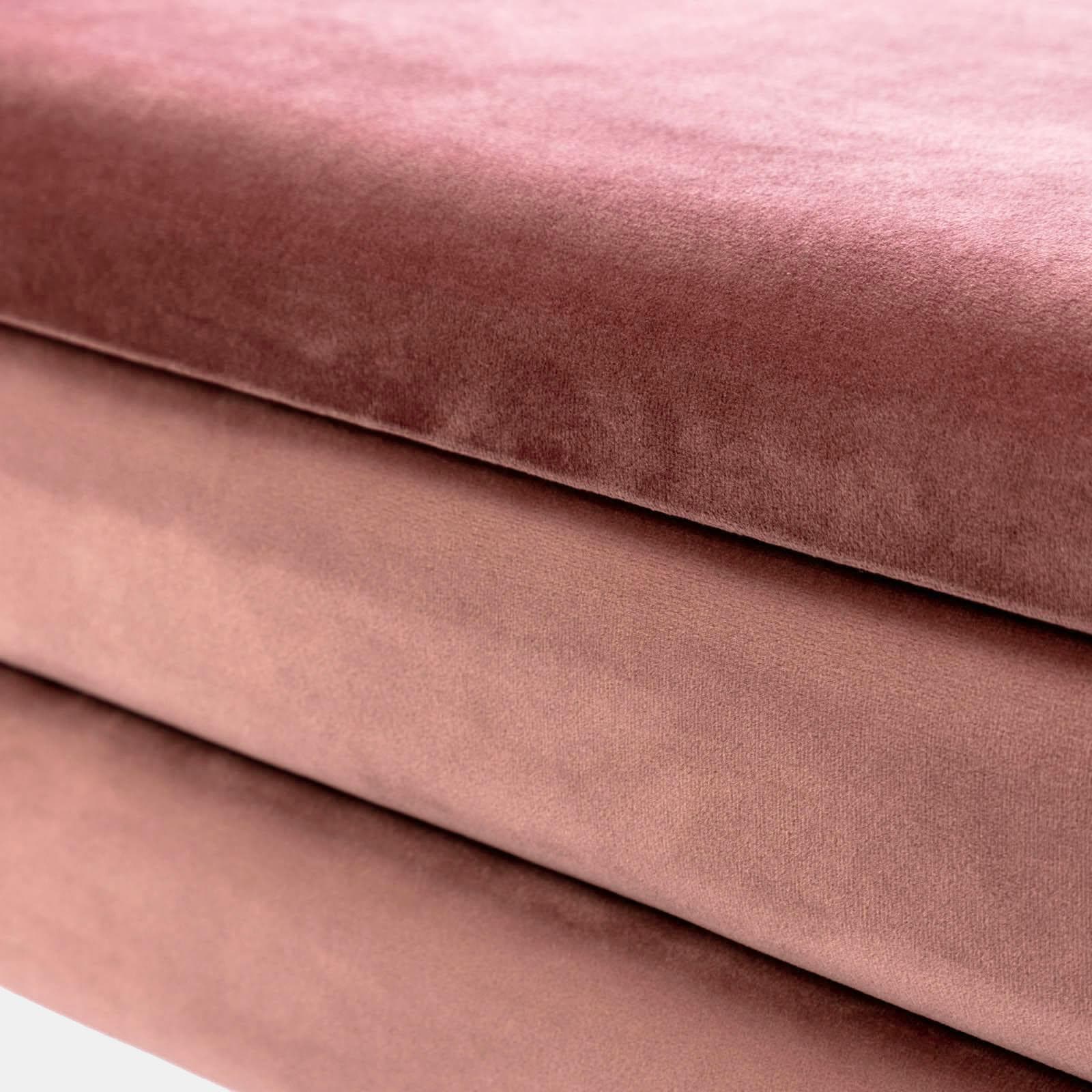 Panca contenitore 50x35 cm in velluto rosa antico gambe oro - Bloom