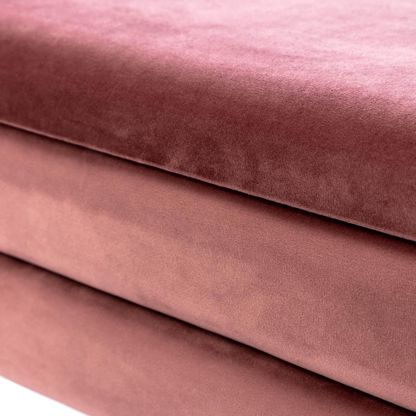 Panca contenitore 80x38 cm in velluto rosa antico gambe oro - Bloom