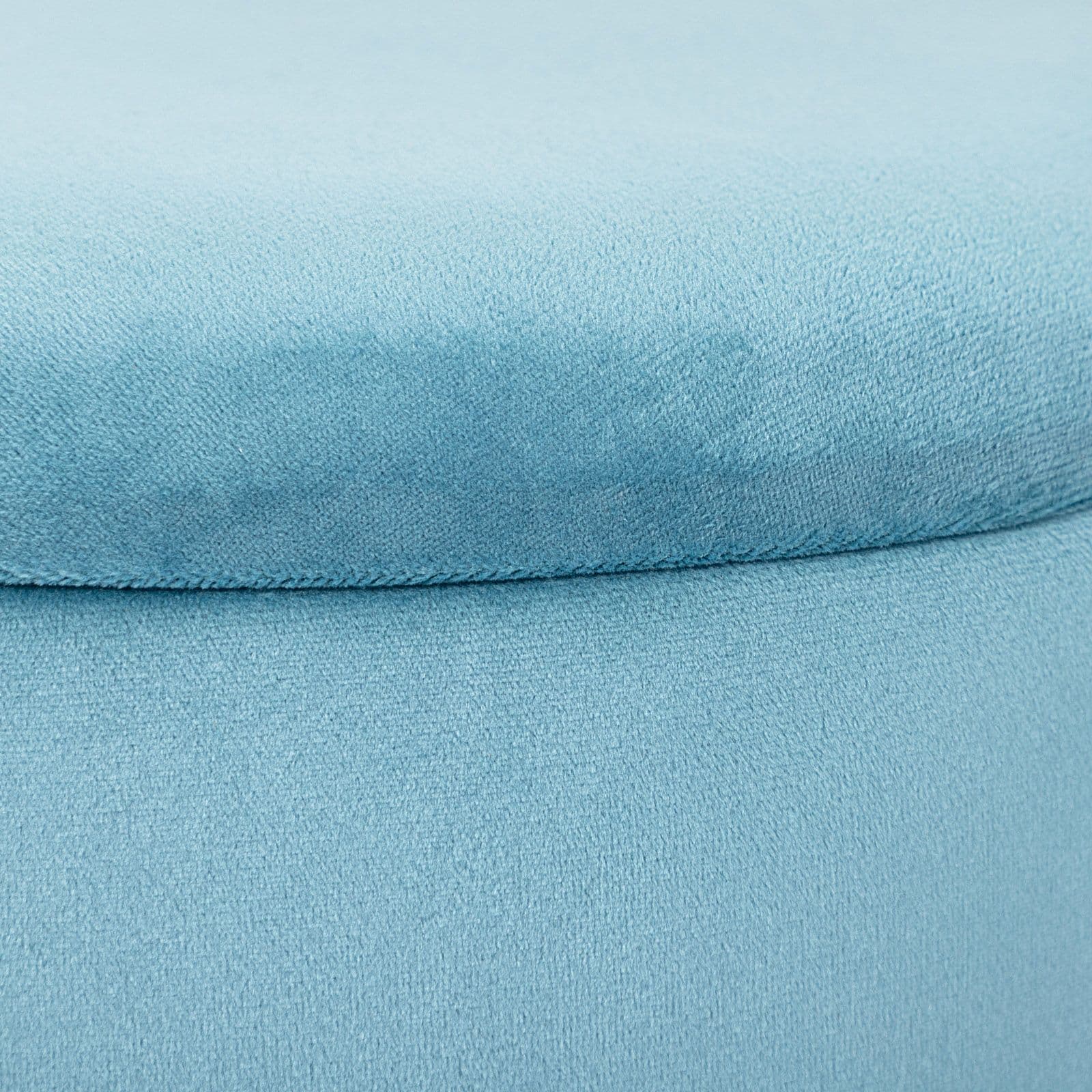 Pouf contenitore 29 cm effetto velluto celeste con base oro - Elenor
