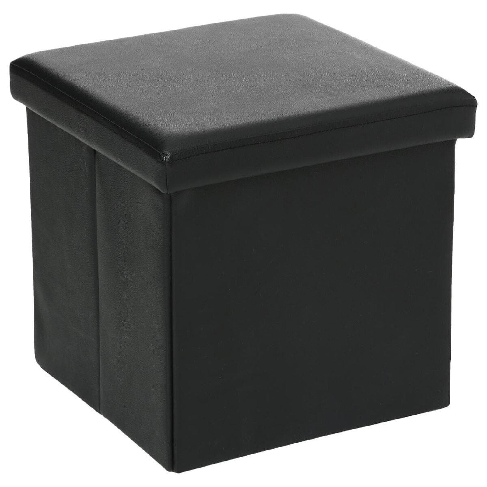 Pouf contenitore quadrato pieghevole 38X38 cm in similpelle nero - Skins