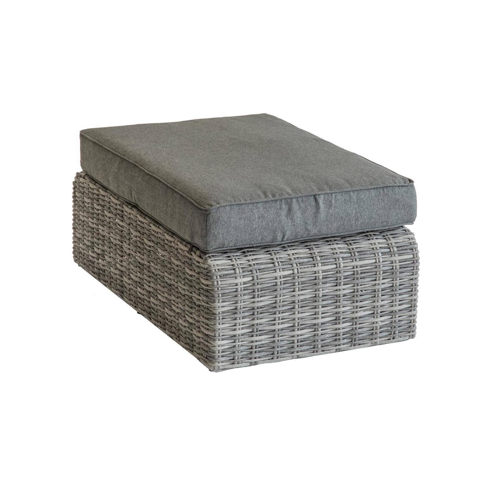 Pouf da giardino 105x58 cm in polyrattan marrone con cuscino - Moreno