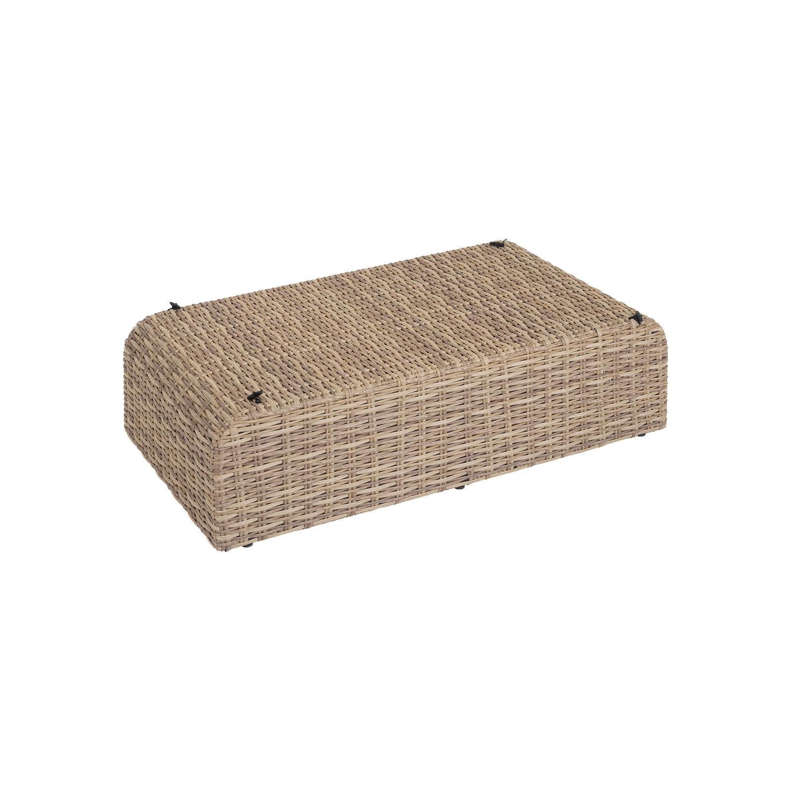Pouf da giardino 105x58 cm in polyrattan naturale con cuscino - Moreno
