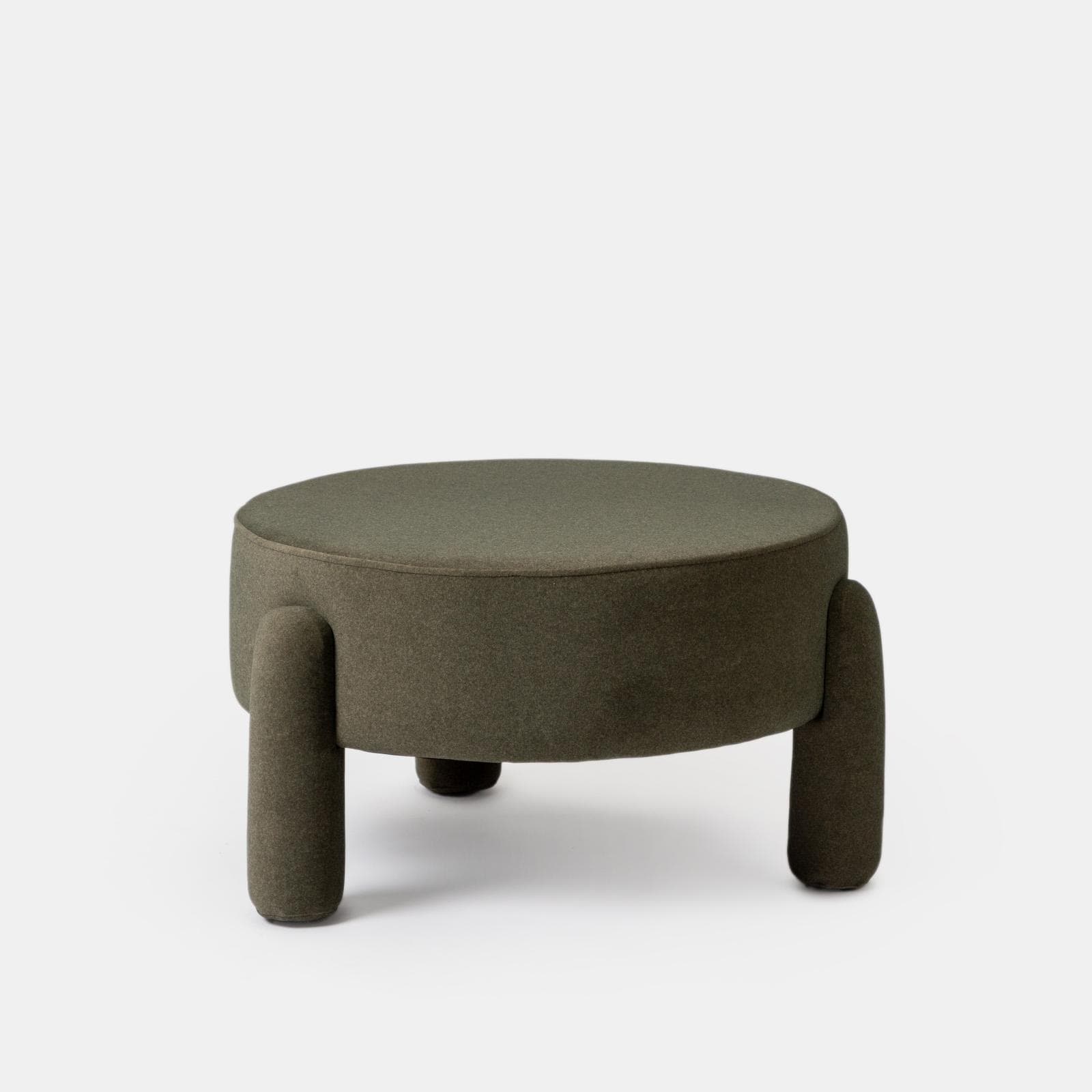 Pouf imbottito 65 cm in tessuto pile verde militare - Zacar