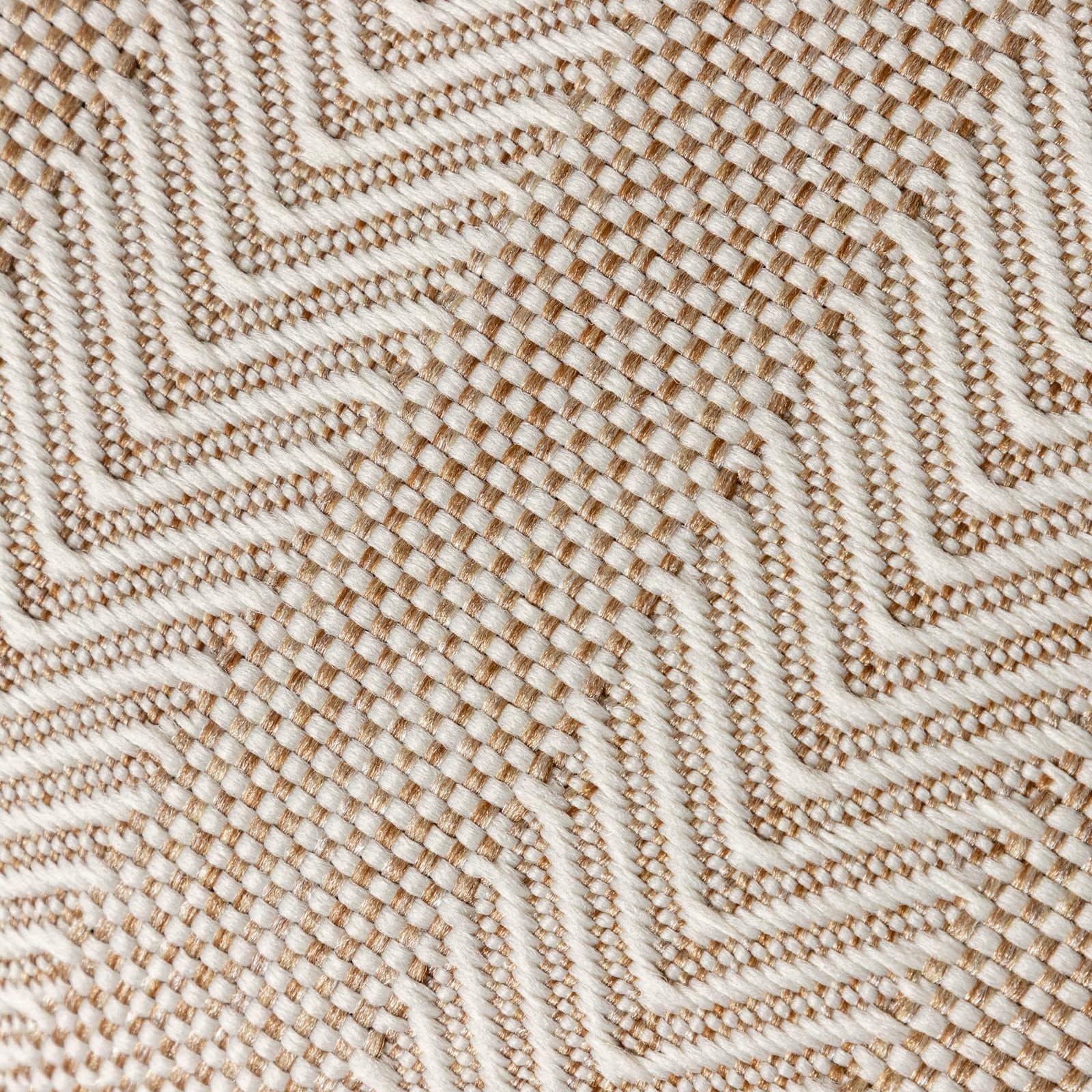 Pouf imbottito 45x45 cm in tessuto idrorepellente a quadri beige - Rupert