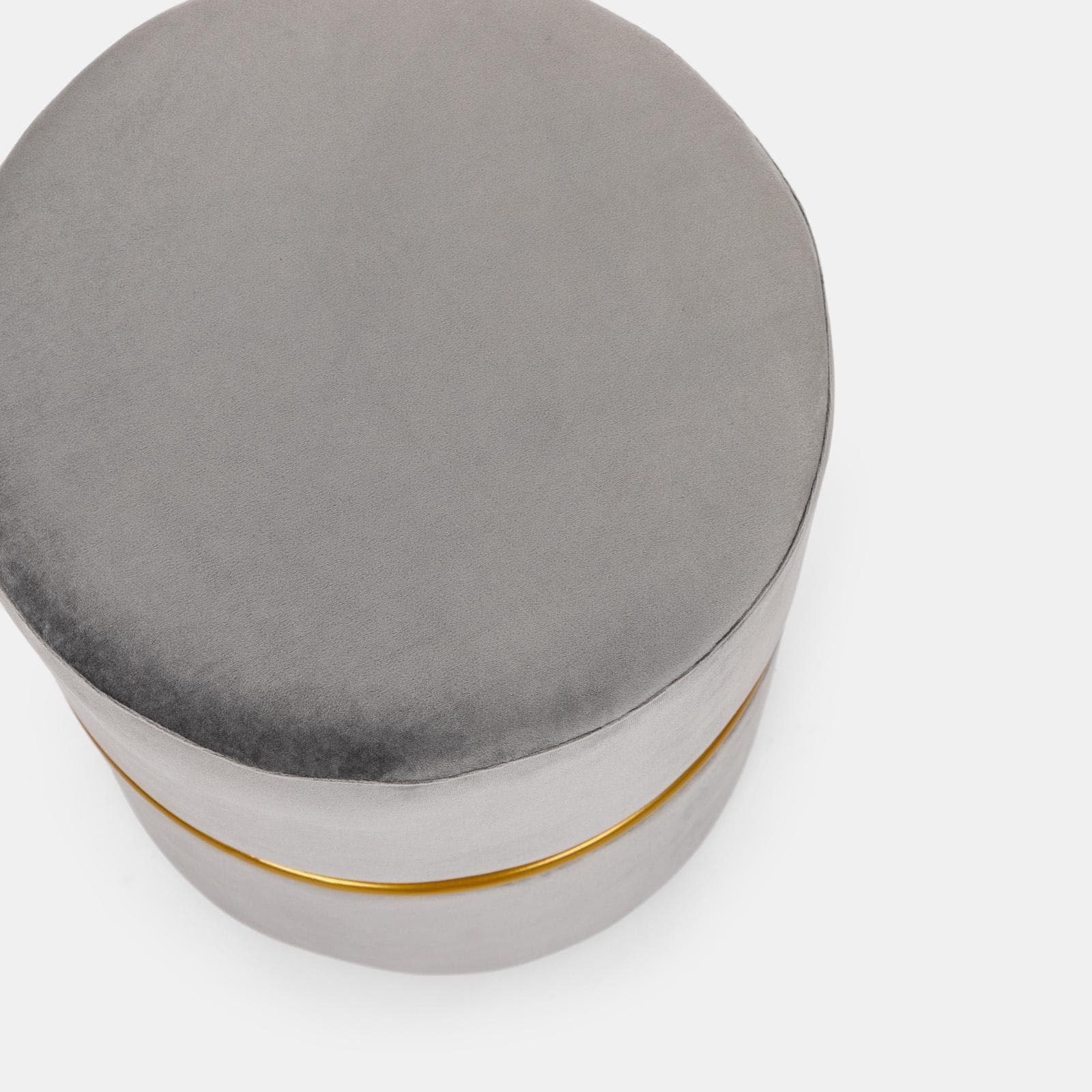 Pouf 36 cm effetto velluto grigio scuro con dettaglio anello colore oro - Elenor