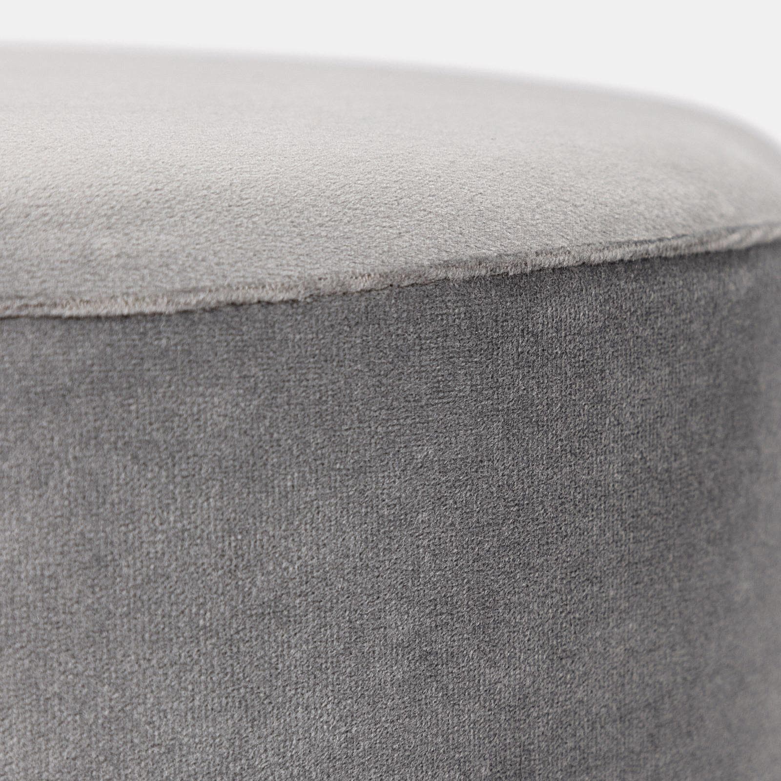 Pouf 36 cm effetto velluto grigio scuro con dettaglio anello colore oro - Elenor