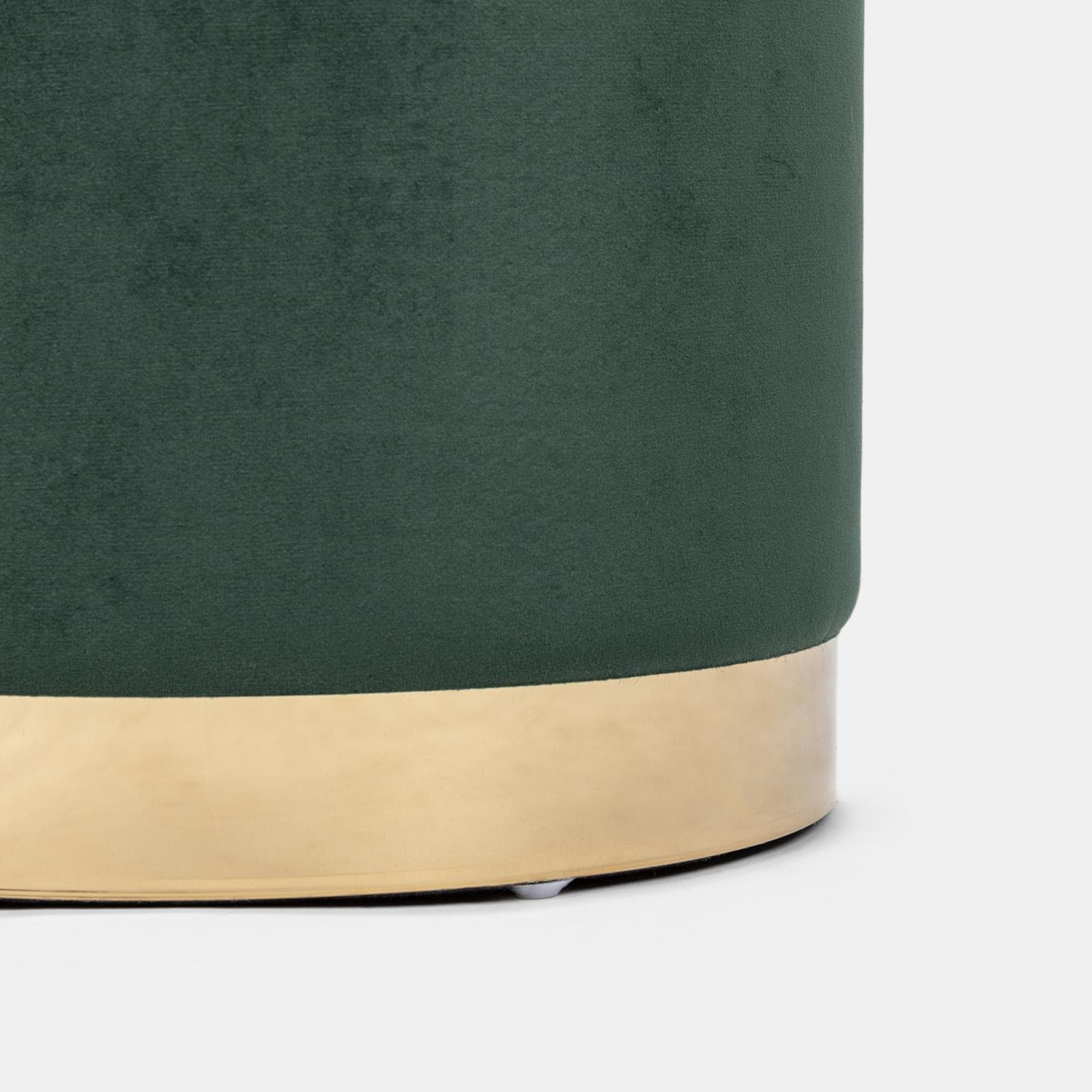Pouf 35 cm velluto verde con base oro - Elenor