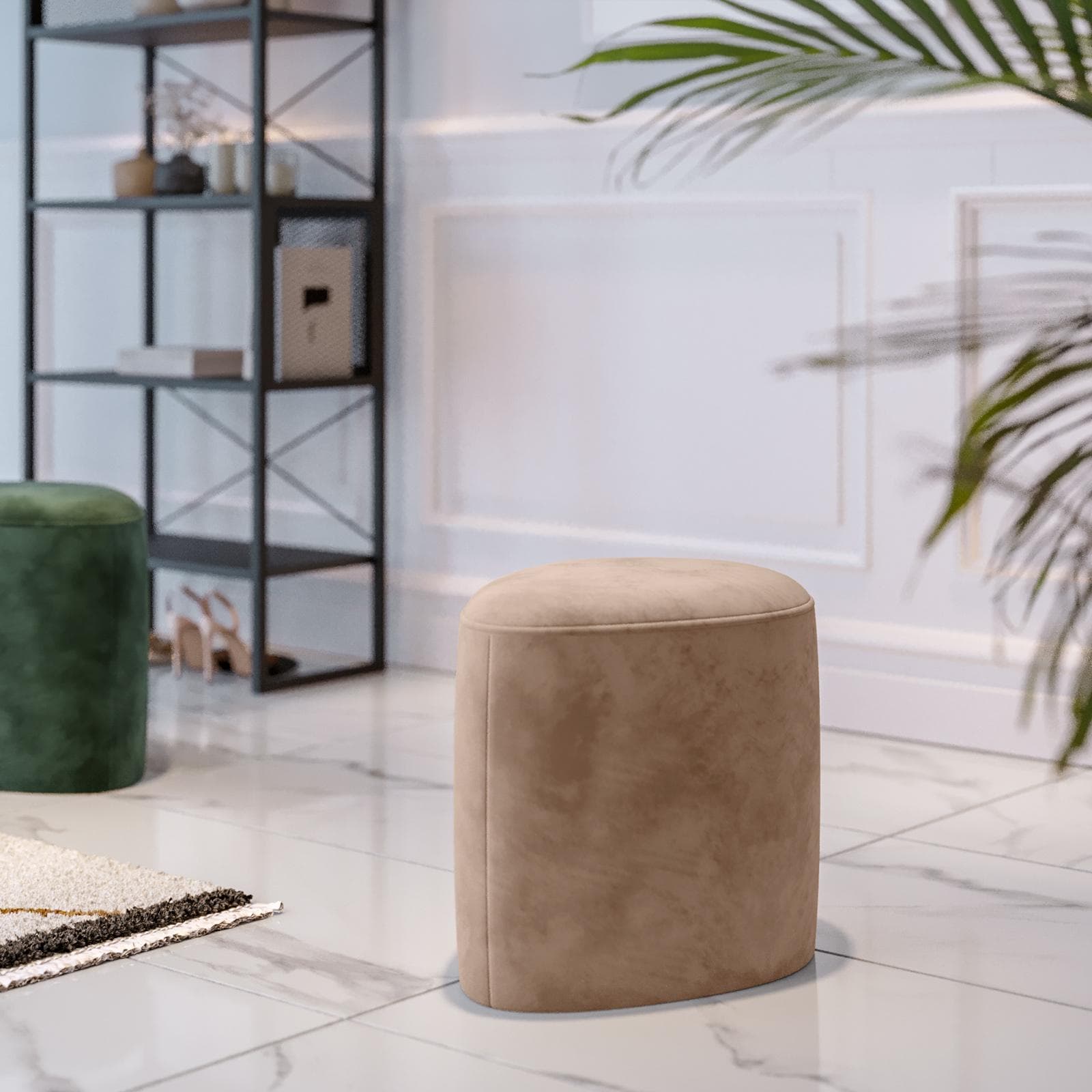 Pouf a goccia 35x45 cm in velluto tortora - Tear