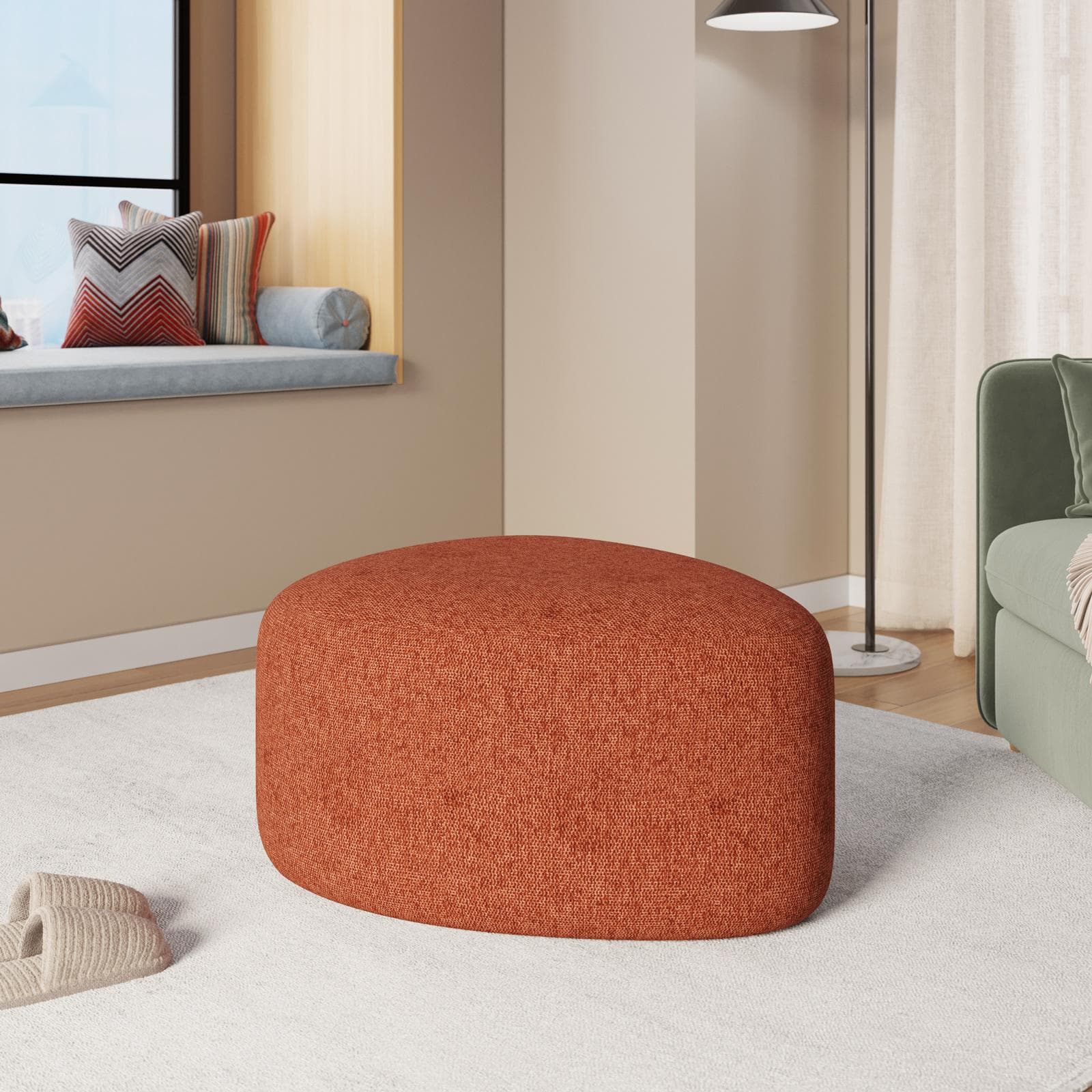 Pouf a goccia 60x33h cm in tessuto effetto maglia ruggine - Graziana