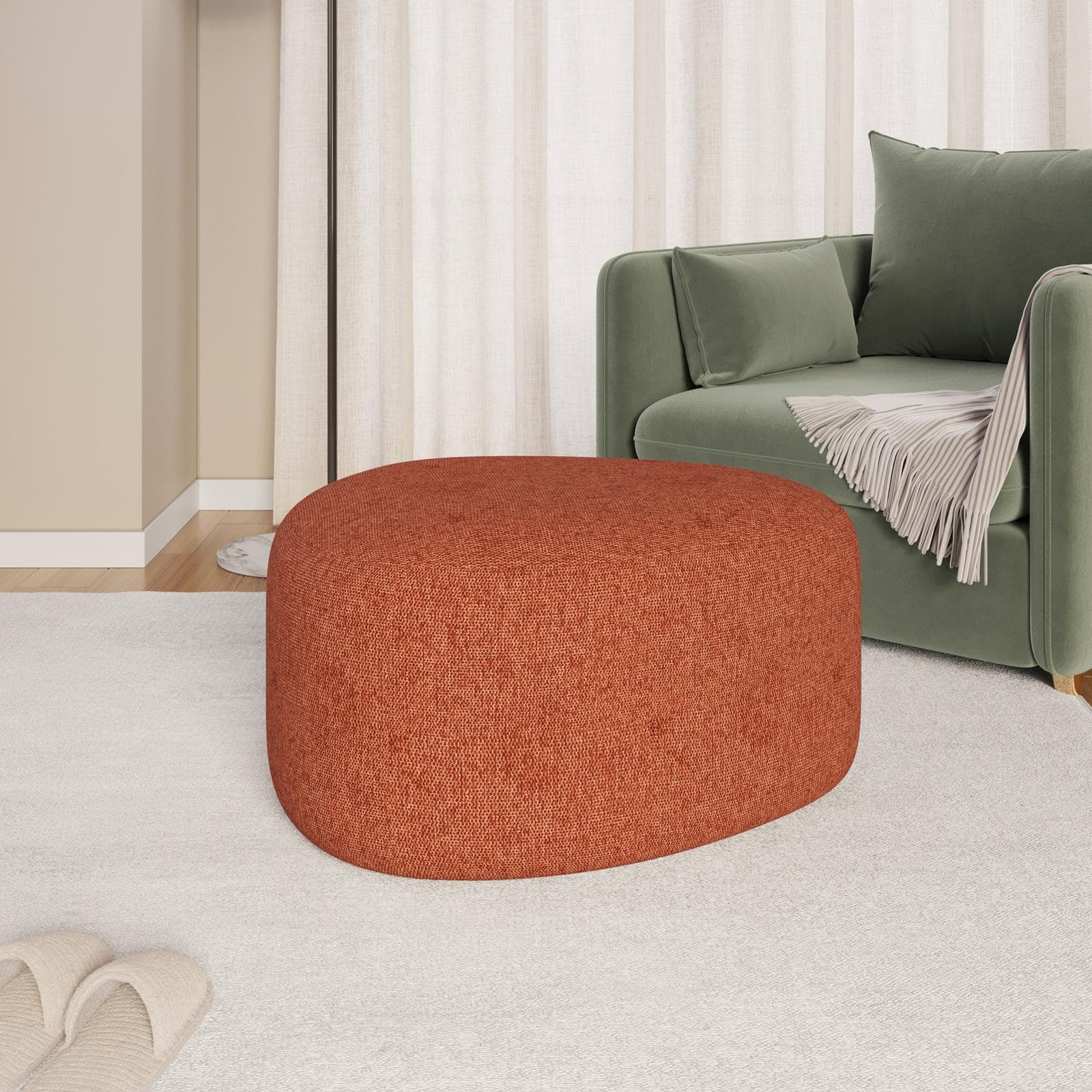 Pouf a goccia 60x33h cm in tessuto effetto maglia ruggine - Graziana