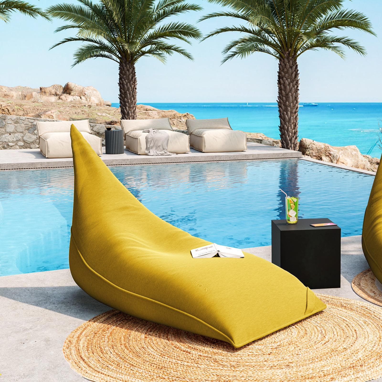 Sacca per poltrona pouf da giardino in tessuto olefin giallo - Baku