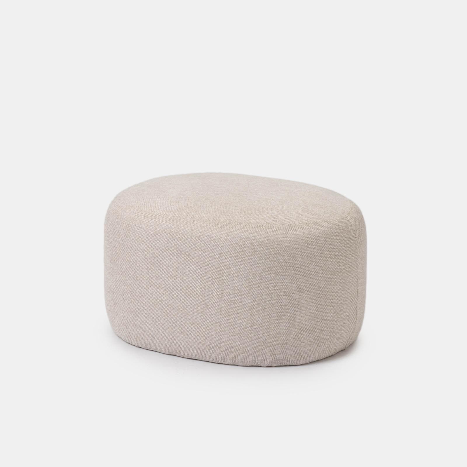 Pouf ovale 60x33h cm in tessuto effetto maglia beige - Graziana