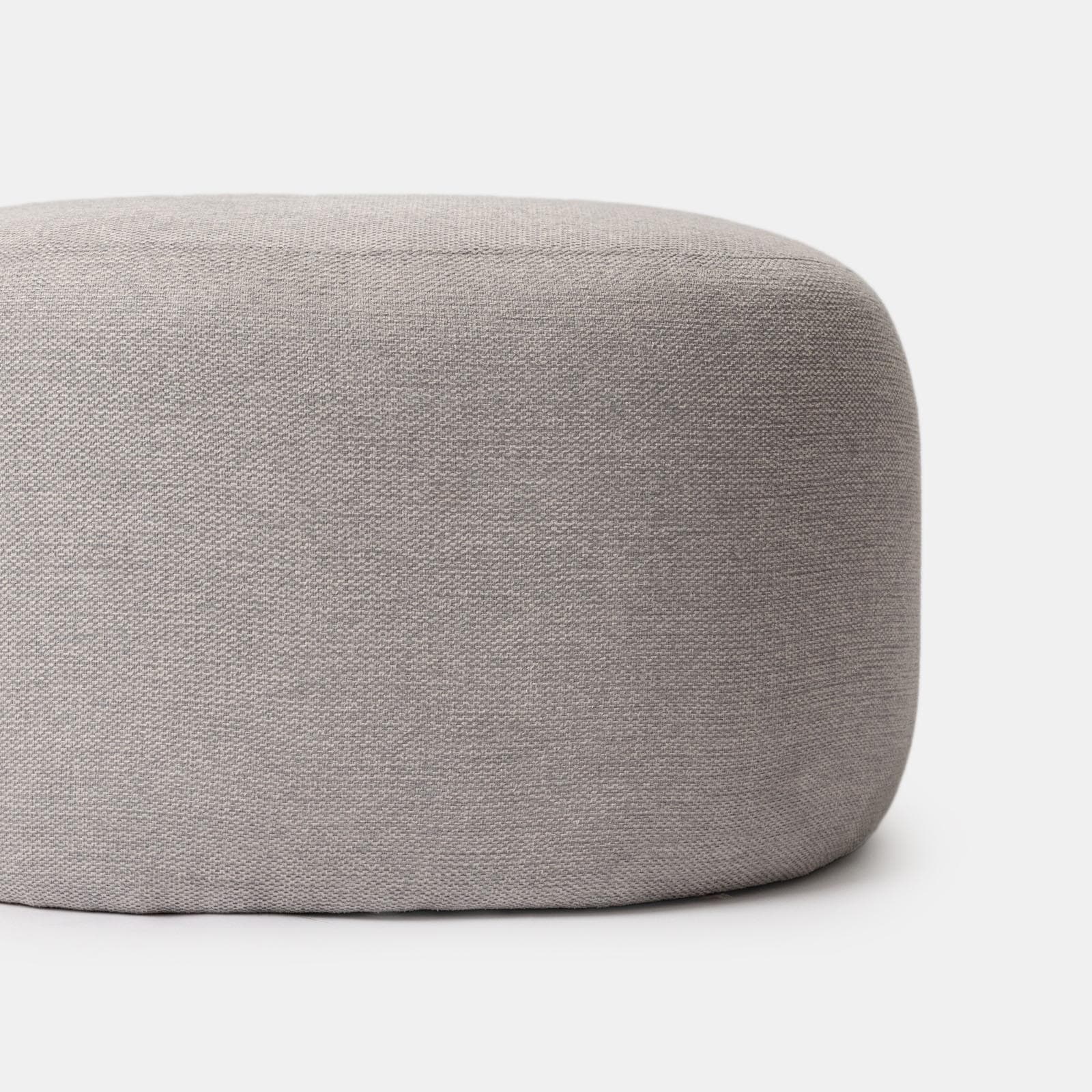 Pouf ovale 60x33h cm in tessuto effetto maglia grigio ghiaccio - Graziana