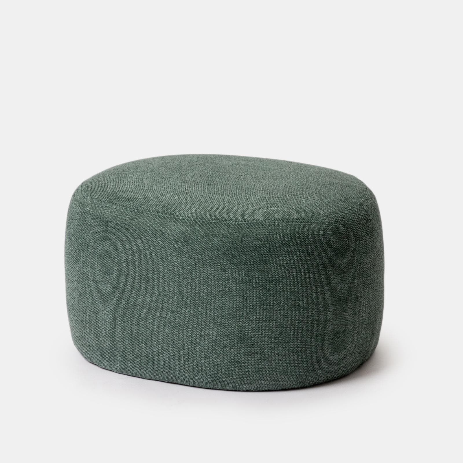 Pouf ovale 60x33h cm in tessuto effetto maglia verde - Graziana
